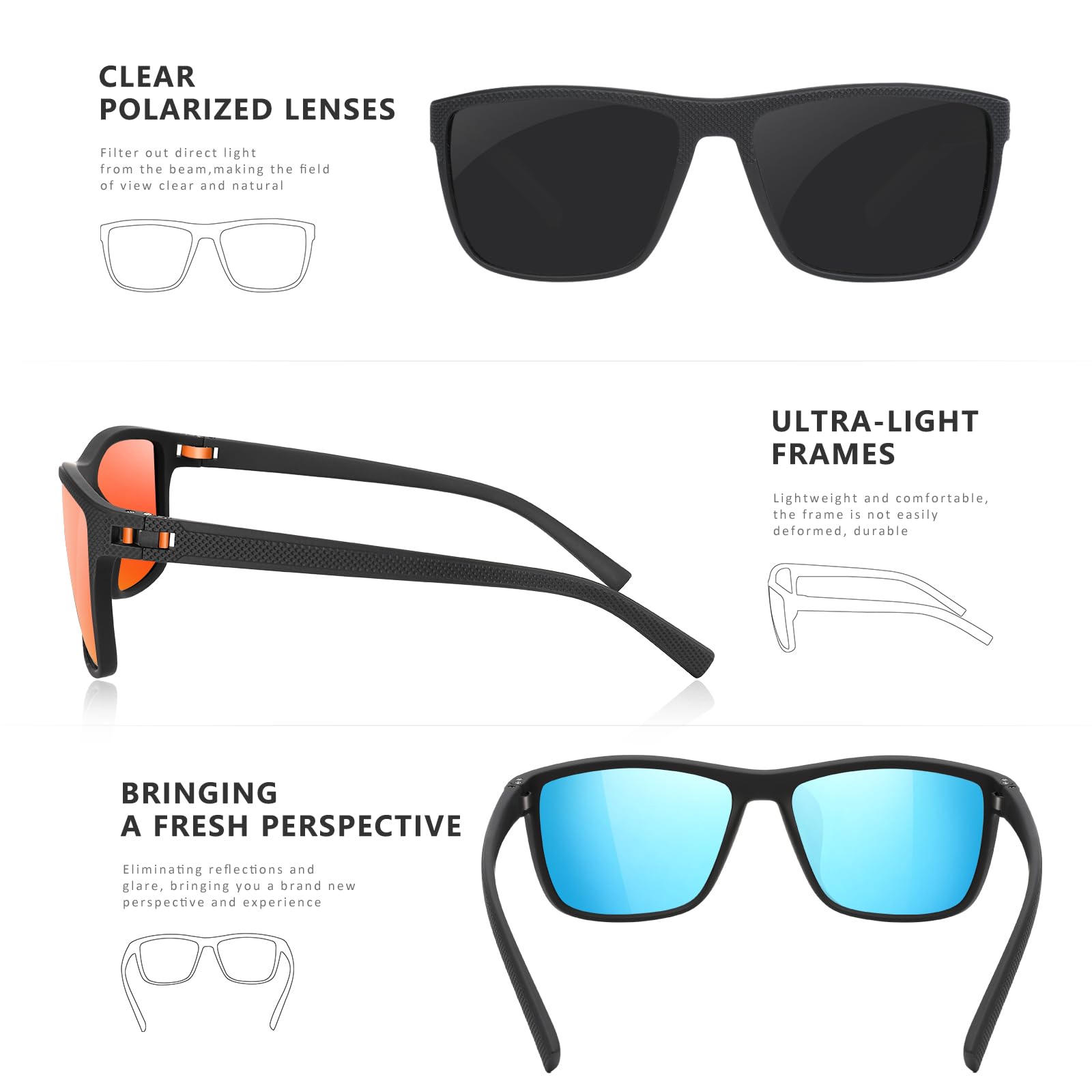Foto 4 pulgar | Gafas De Sol Turbopep Cuadradas Polarizadas Ligeras Uv400 - Venta Internacional.