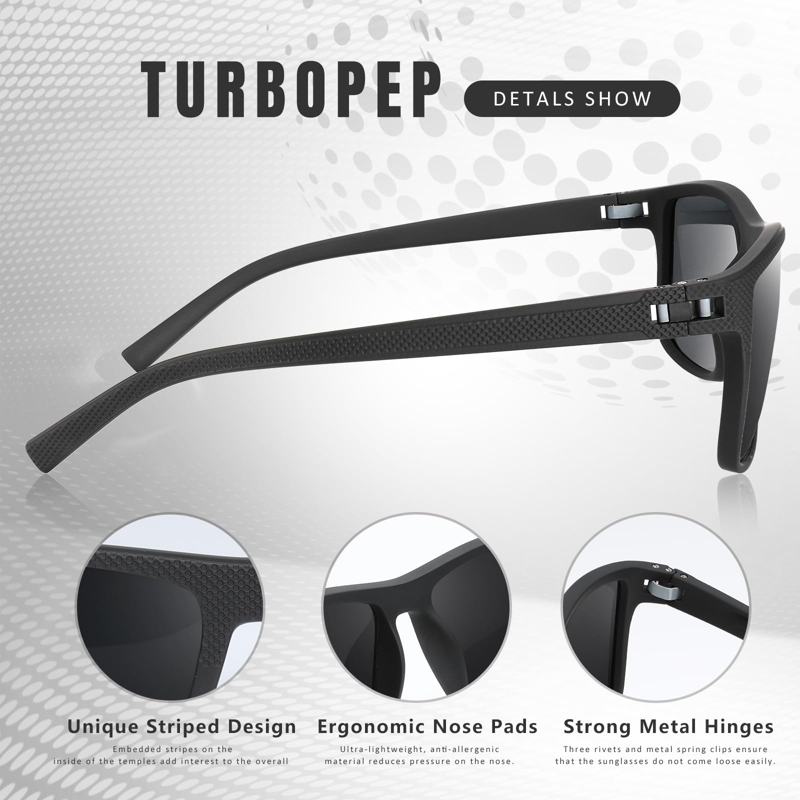 Foto 5 pulgar | Gafas De Sol Turbopep Cuadradas Polarizadas Ligeras Uv400 - Venta Internacional.