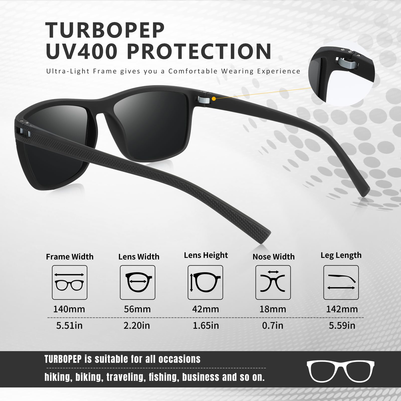 Foto 6 pulgar | Gafas De Sol Turbopep Cuadradas Polarizadas Ligeras Uv400 - Venta Internacional.