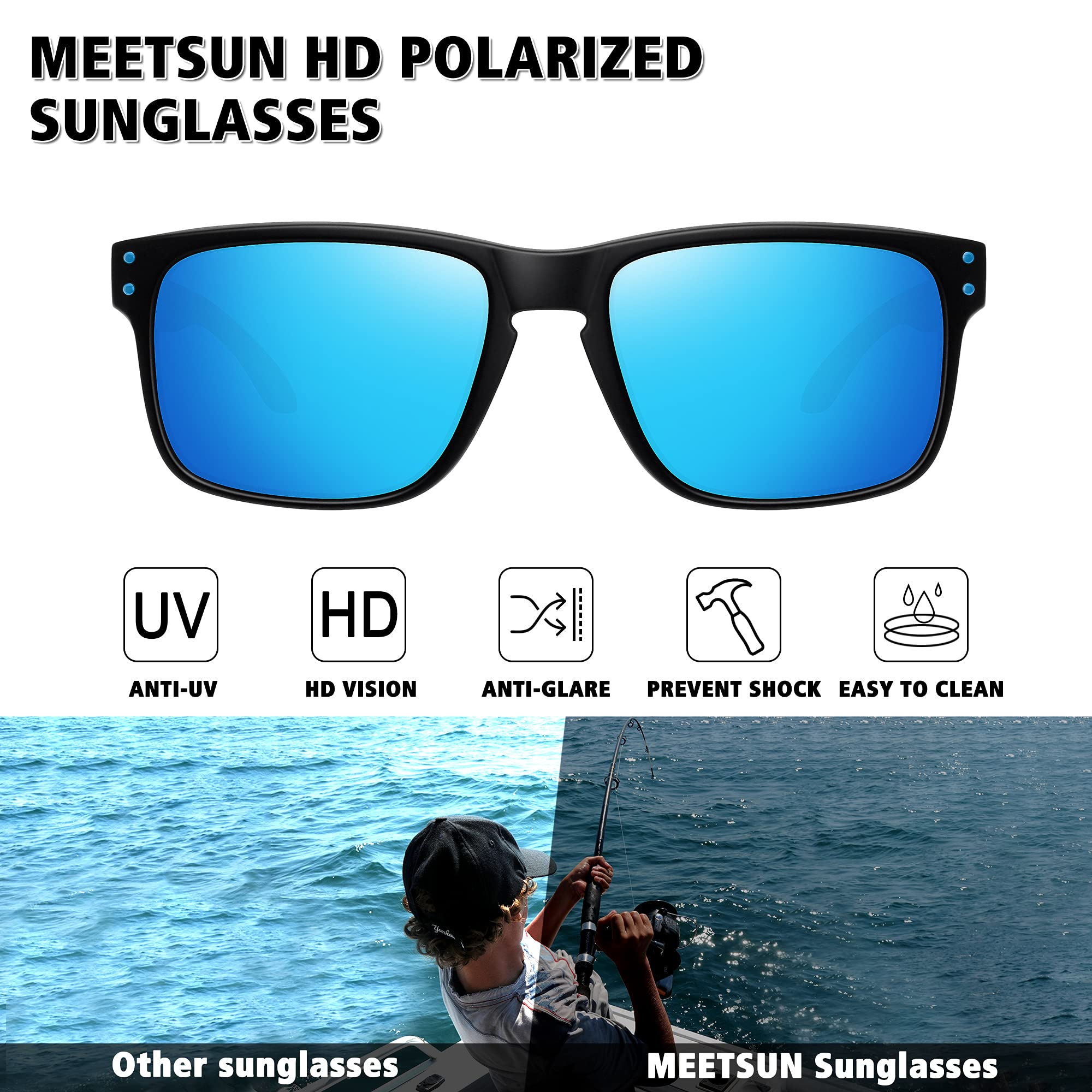 Foto 3 pulgar | Gafas De Sol Meetsun Con Protección Uv400 Polarizadas  Paquete De 3  Negro+azul+rojo - Venta Internacional.