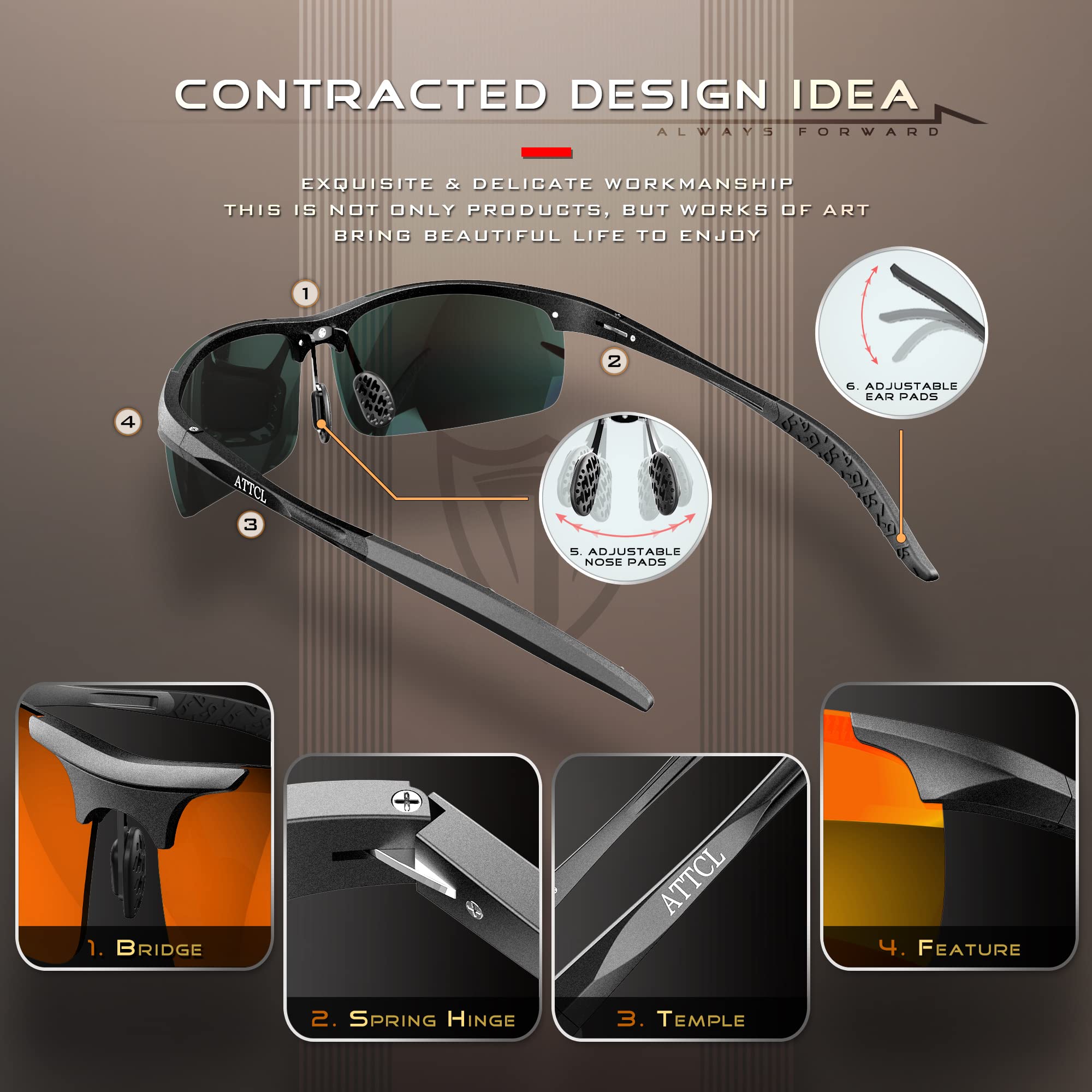 Foto 5 pulgar | Gafas De Sol Attcl Fashion Sports Polarizadas Para Hombre 8177black-red - Venta Internacional.