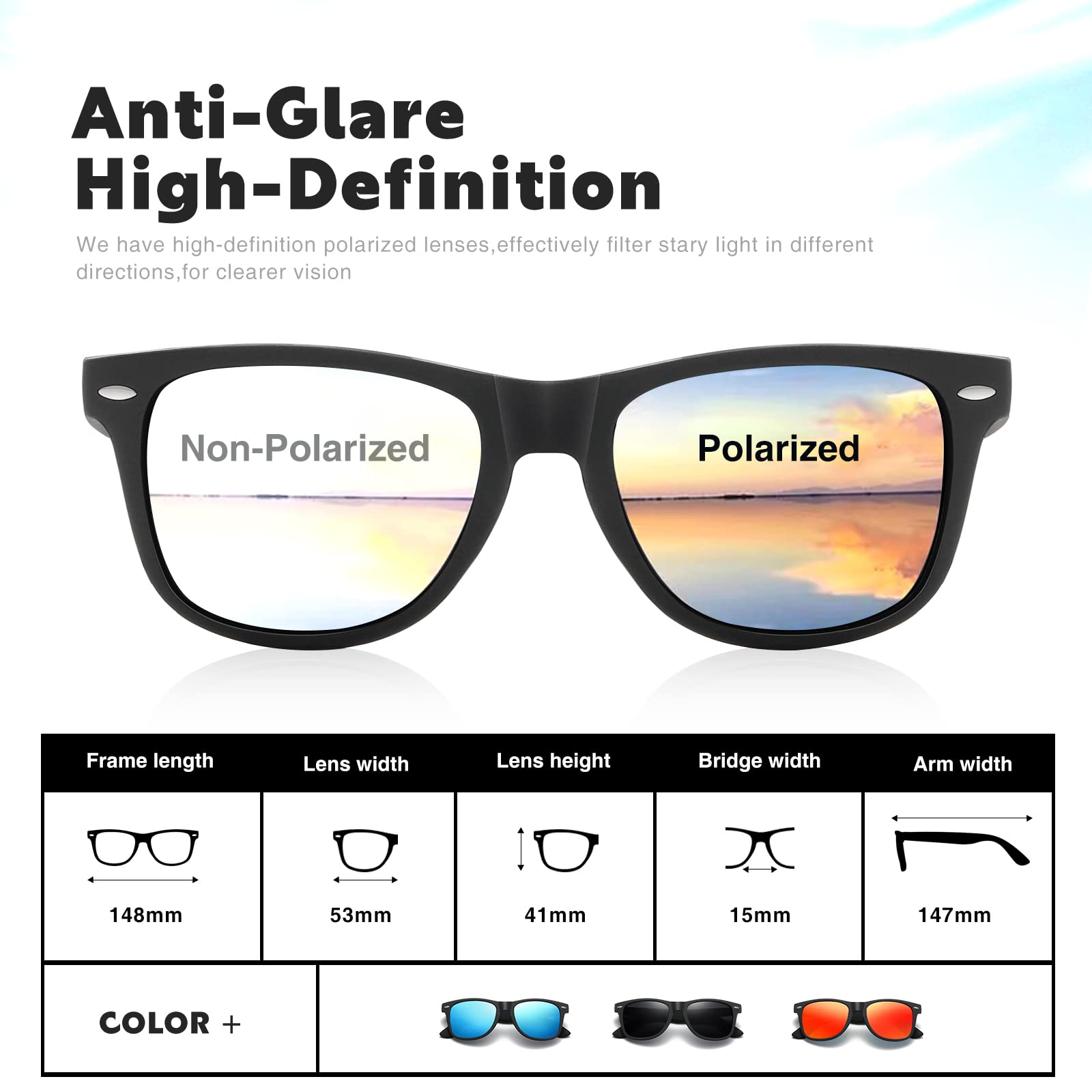 Foto 5 pulgar | Gafas De Sol Demikos Polarizadas Unisex Azul - Venta Internacional.