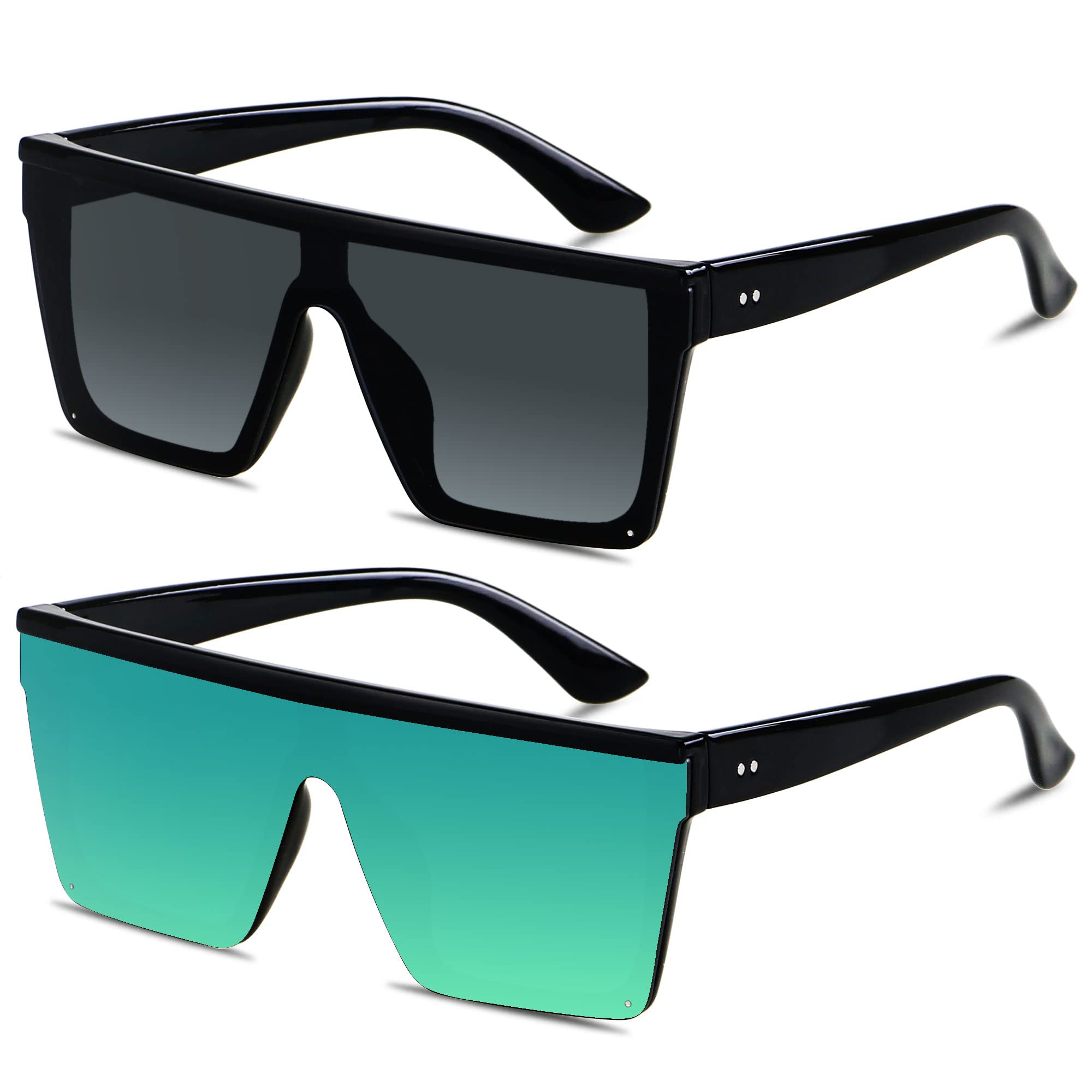 Foto 2 pulgar | Gafas De Sol Lyzoit Square Oversized Fashion Shield Uv400  Paquete De 2 - Venta Internacional.