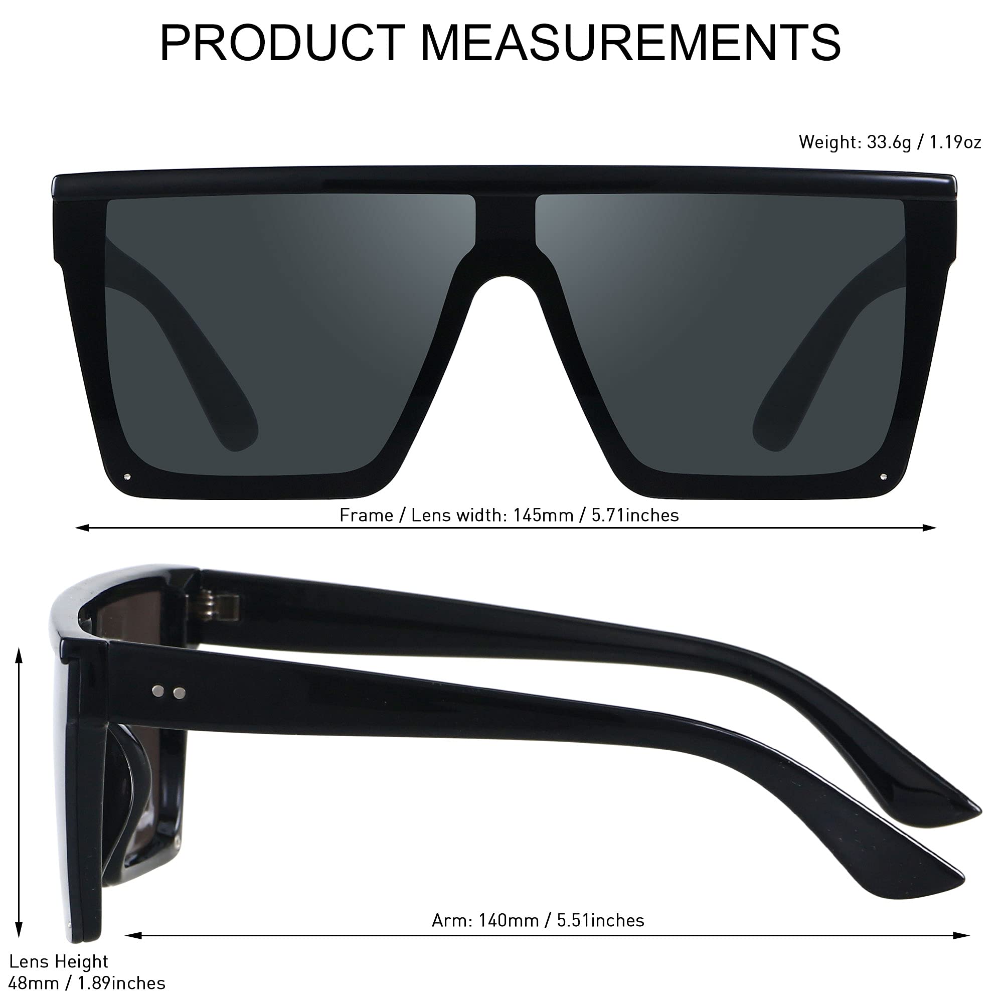 Foto 5 pulgar | Gafas De Sol Lyzoit Square Oversized Fashion Shield Uv400  Paquete De 2 - Venta Internacional.