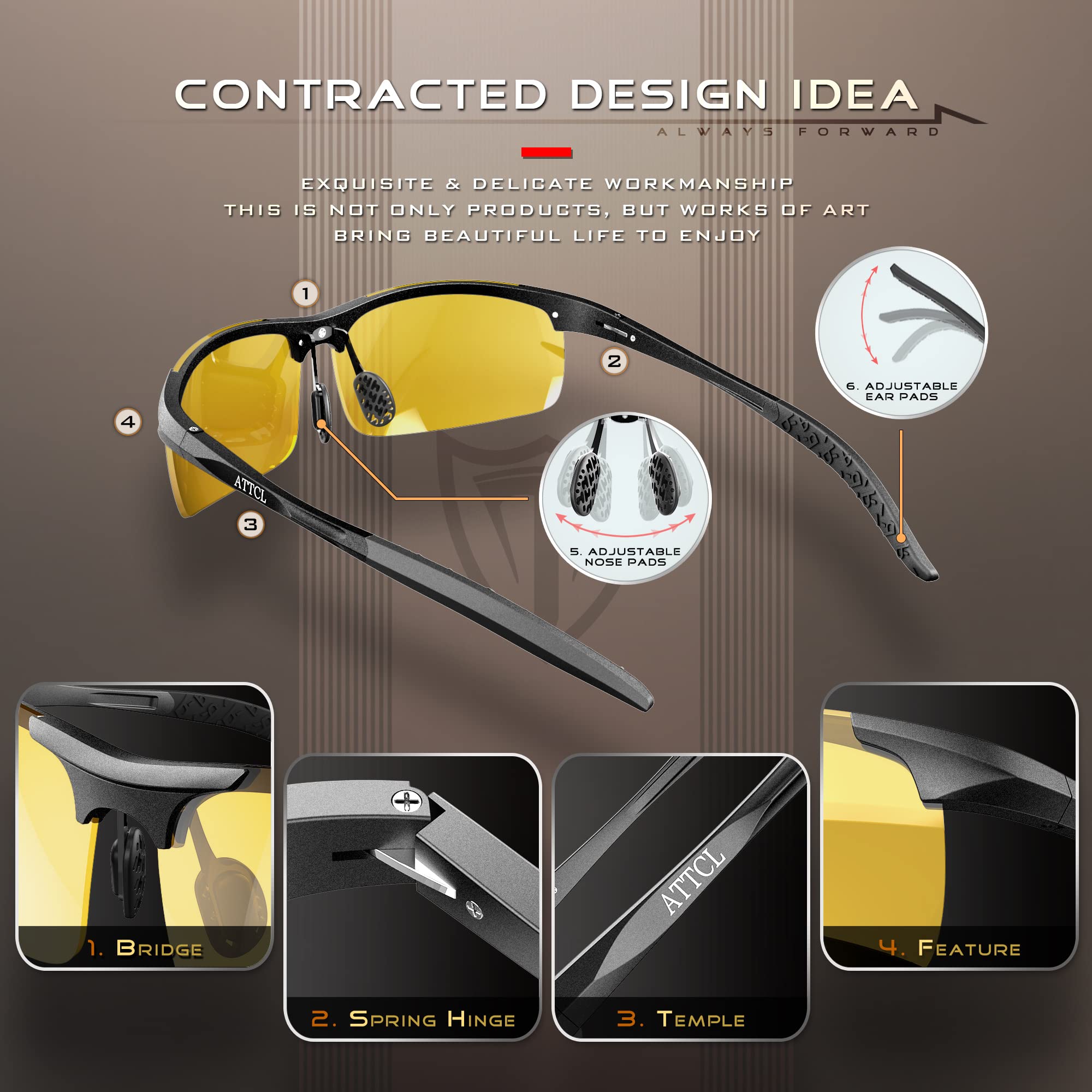 Foto 6 pulgar | Gafas De Conducción Nocturna Attcl 8177-night Para Hombre - Venta Internacional.