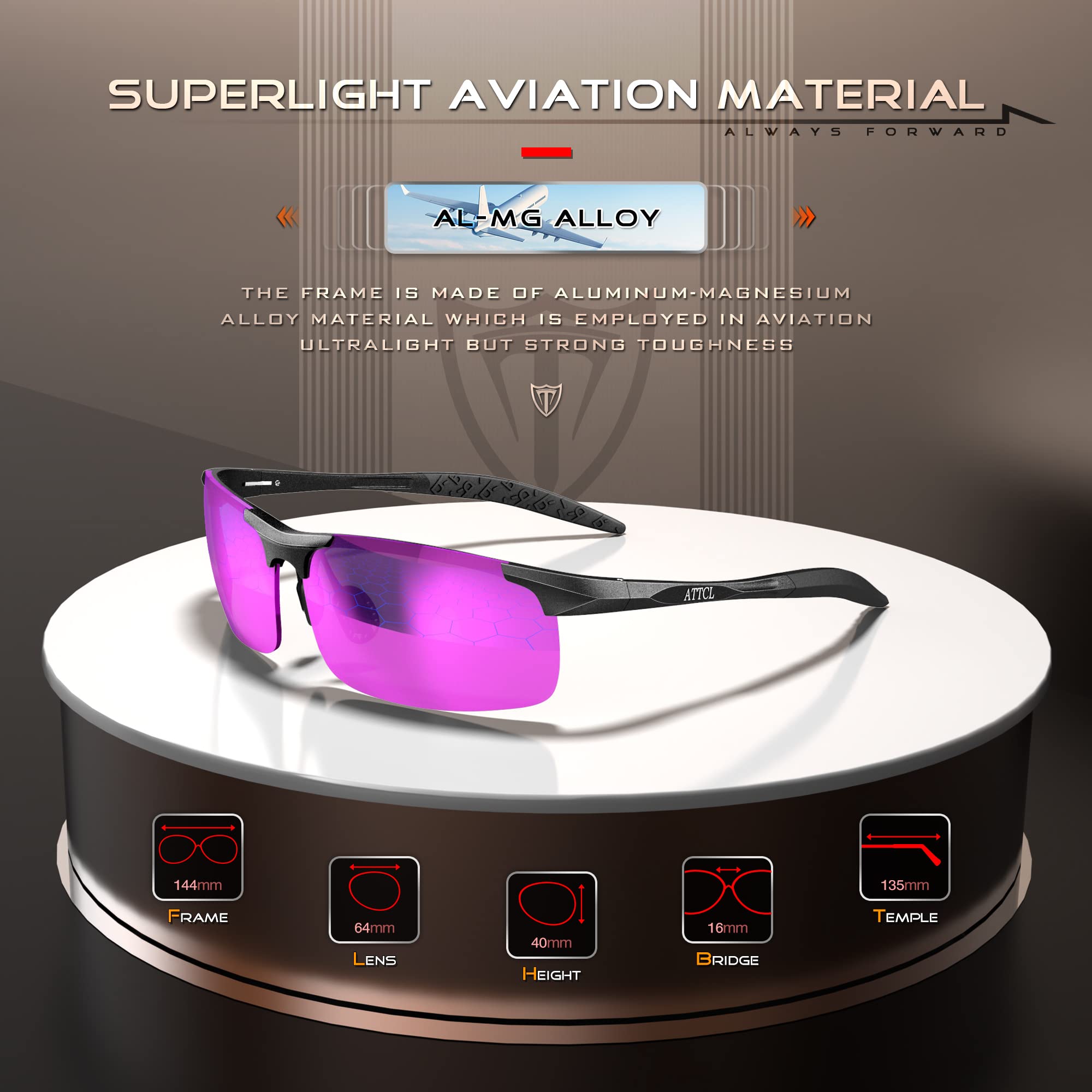 Foto 3 | Gafas De Sol Attcl Al-mg Metal Ultralight 8177 Para Hombre - Venta Internacional.