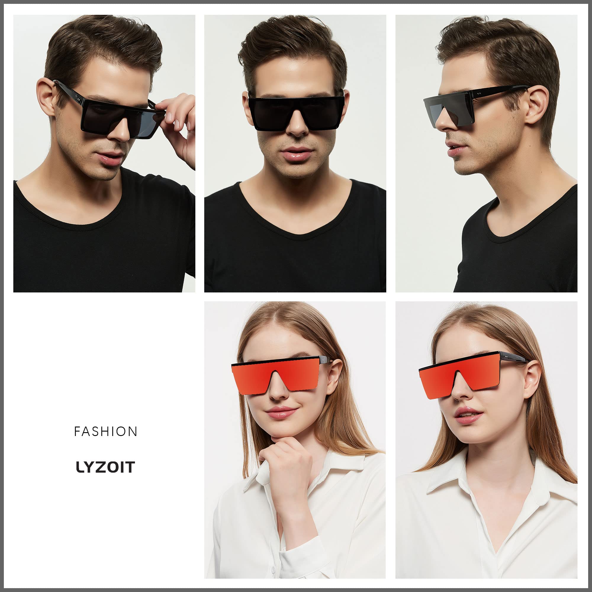 Foto 5 | Gafas De Sol Lyzoit Square Oversized Fashion Shield Uv400  Paquete De 2 - Venta Internacional.