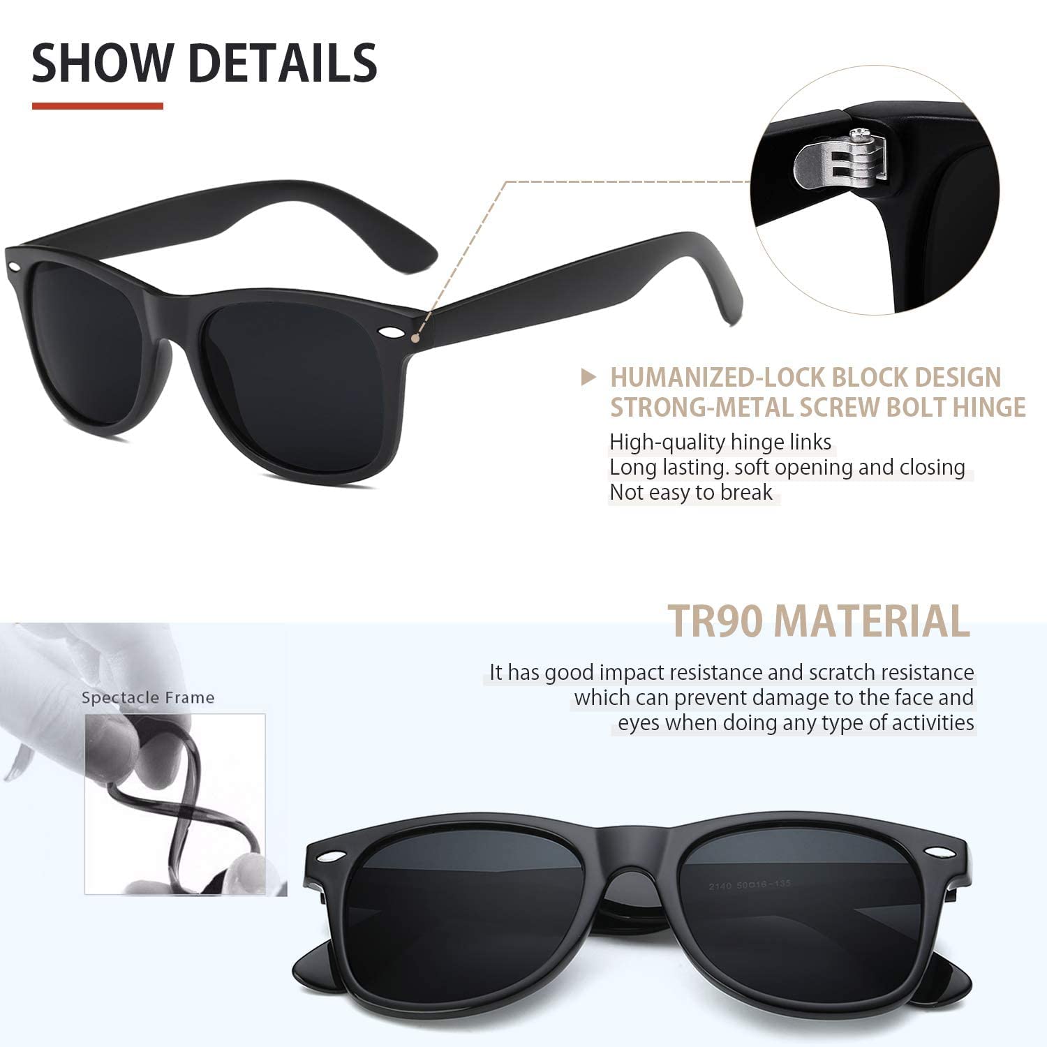Foto 2 | Gafas De Sol Feidusun Polarizadas Para Hombre Y Mujer  Negras - Venta Internacional.