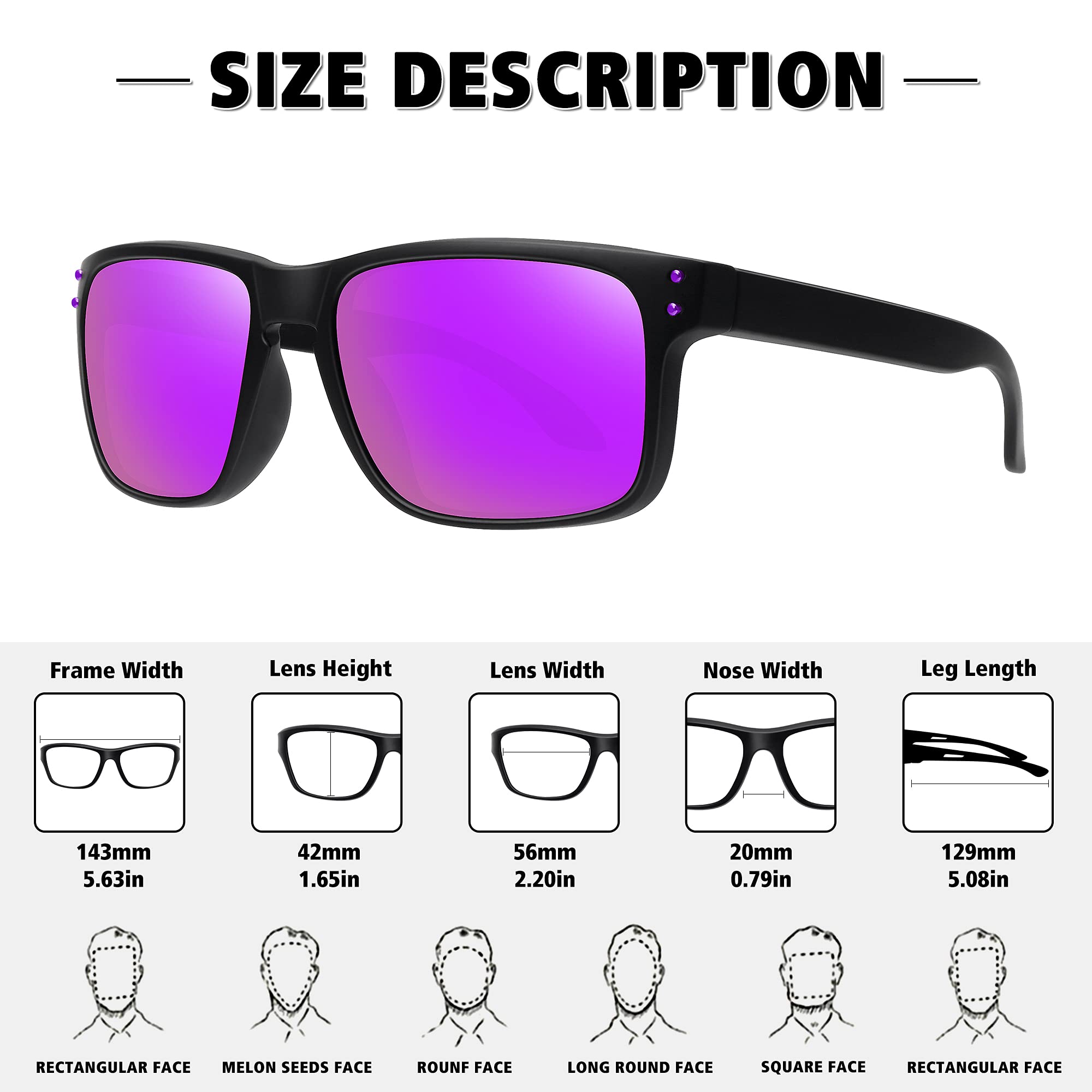 Foto 3 | Gafas De Sol Meetsun Polarizadas Con Protección Uv400  Marco Negro - Venta Internacional.