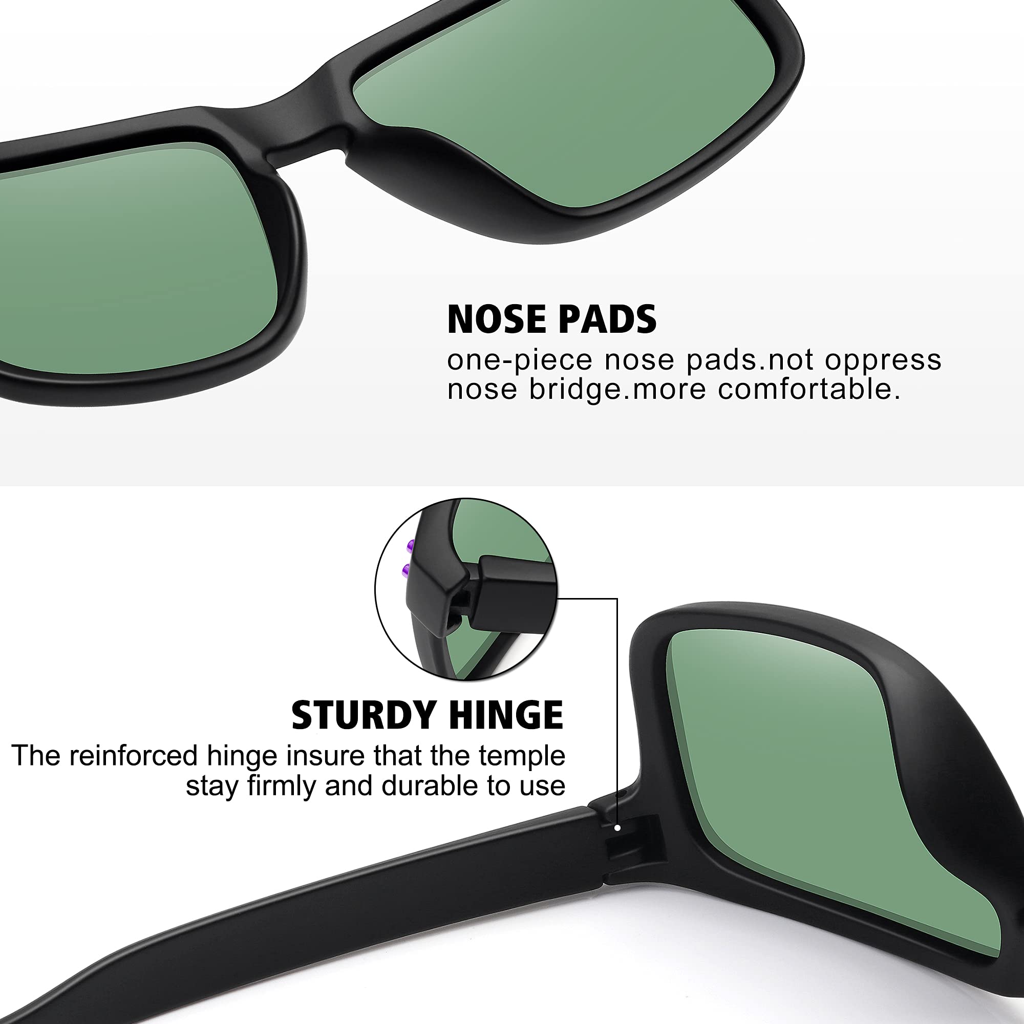 Foto 4 | Gafas De Sol Meetsun Polarizadas Con Protección Uv400  Marco Negro - Venta Internacional.