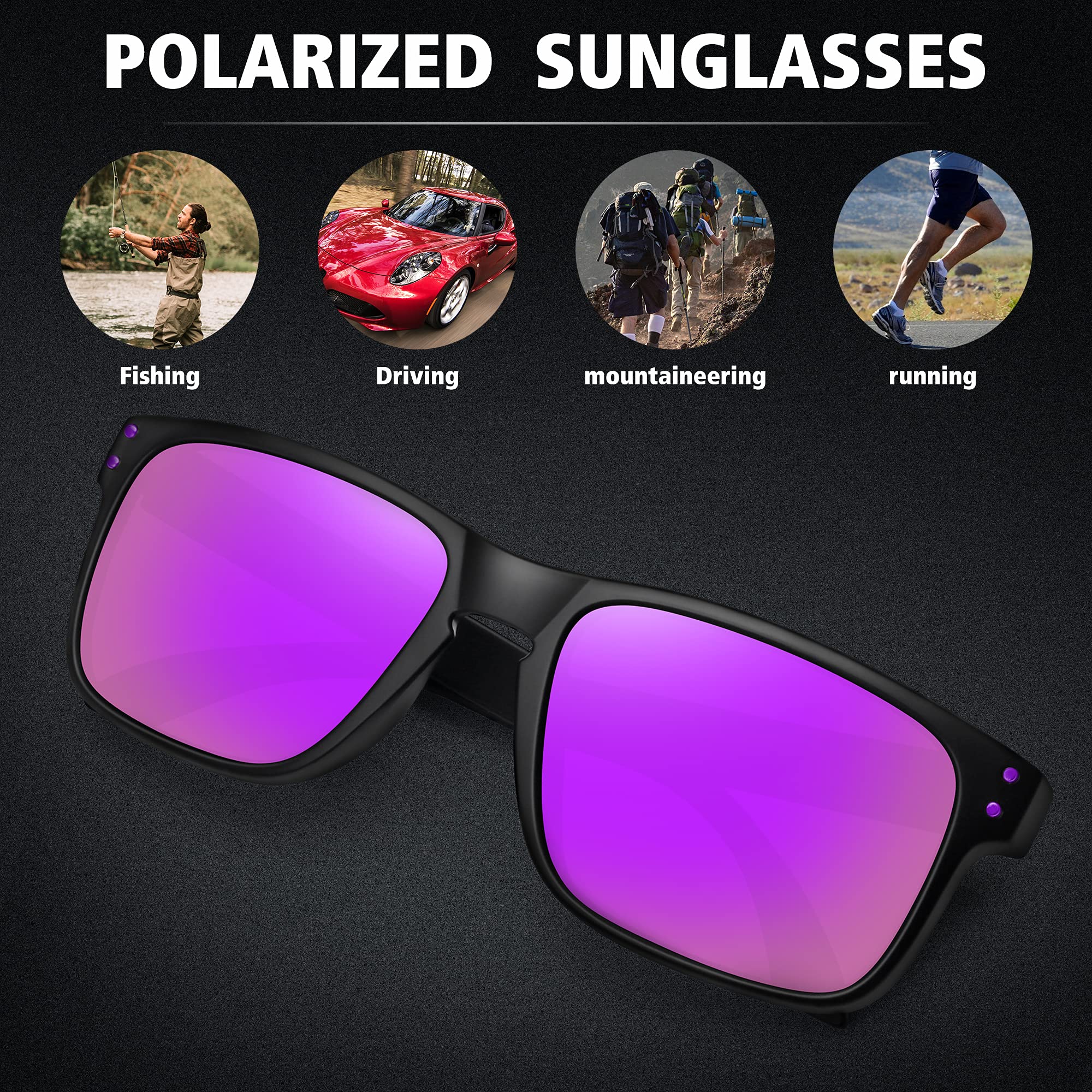 Foto 7 pulgar | Gafas De Sol Meetsun Polarizadas Con Protección Uv400  Marco Negro - Venta Internacional.