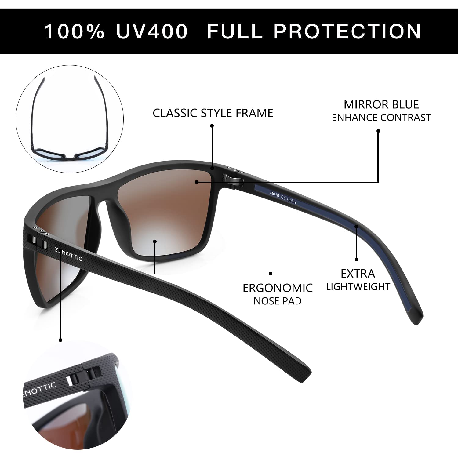 Foto 4 | Gafas De Sol Zenottic Polarized Tr90 Frame Uv400 Para Hombre - Venta Internacional.
