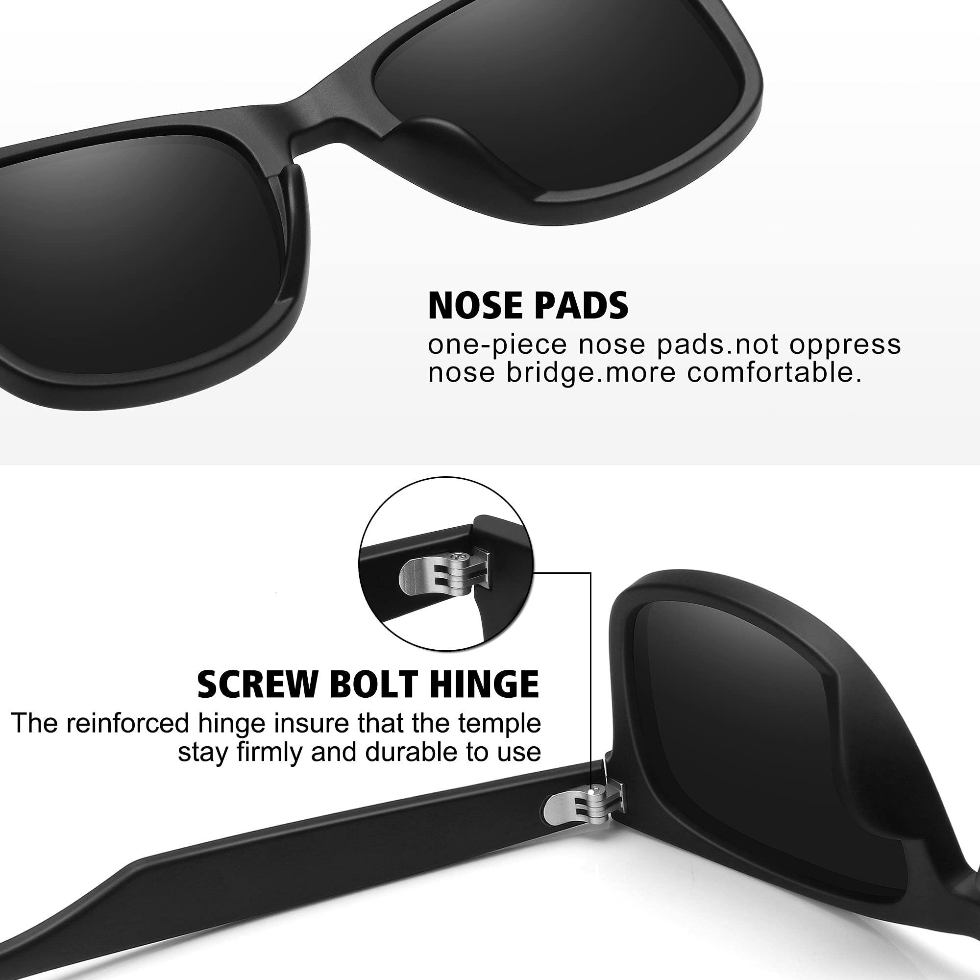 Foto 4 pulgar | Gafas De Sol Meetsun Polarized Classic Retro  2 Unidades  C3  Color Negro Mate - Venta Internacional.