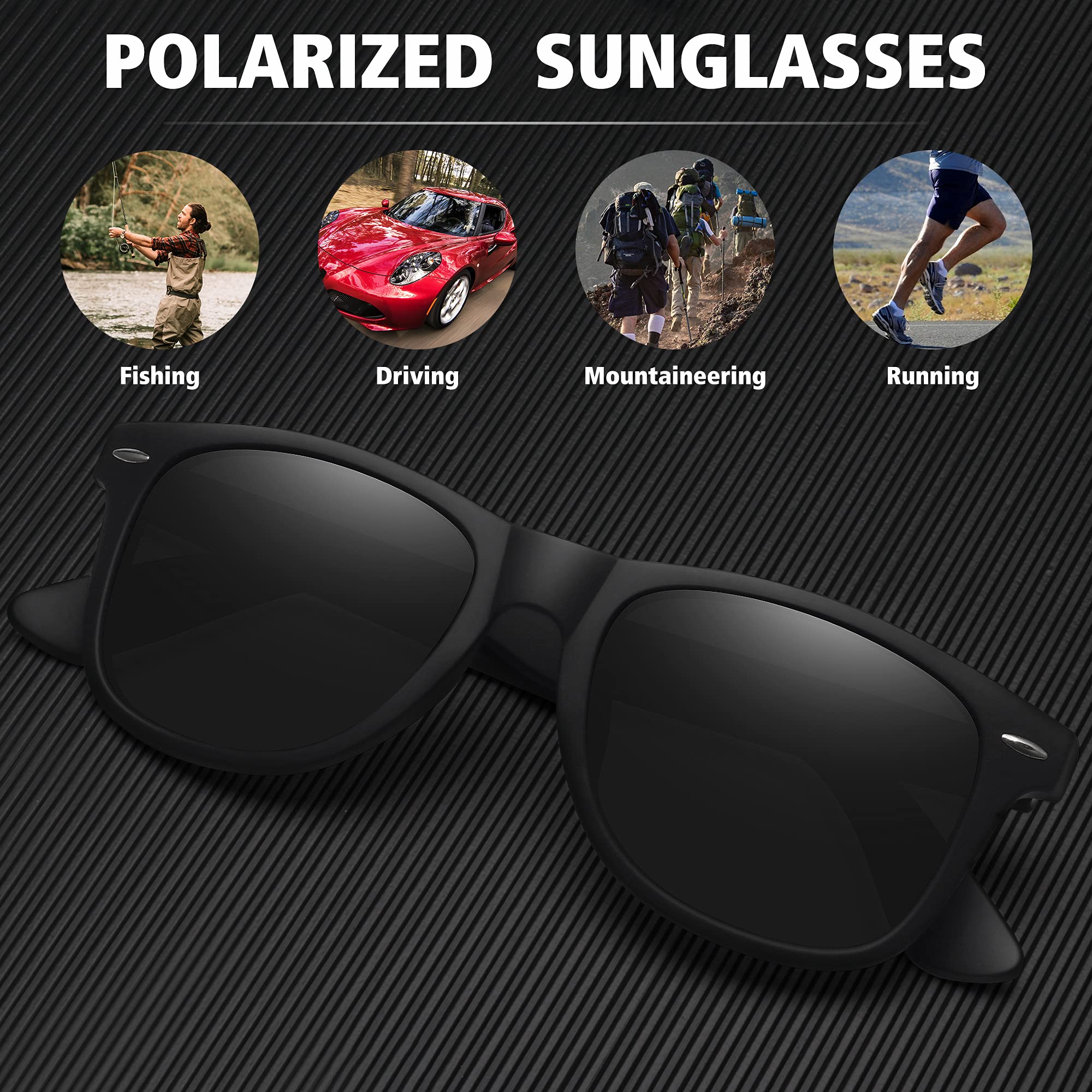 Foto 7 pulgar | Gafas De Sol Meetsun Polarized Classic Retro  2 Unidades  C3  Color Negro Mate - Venta Internacional.