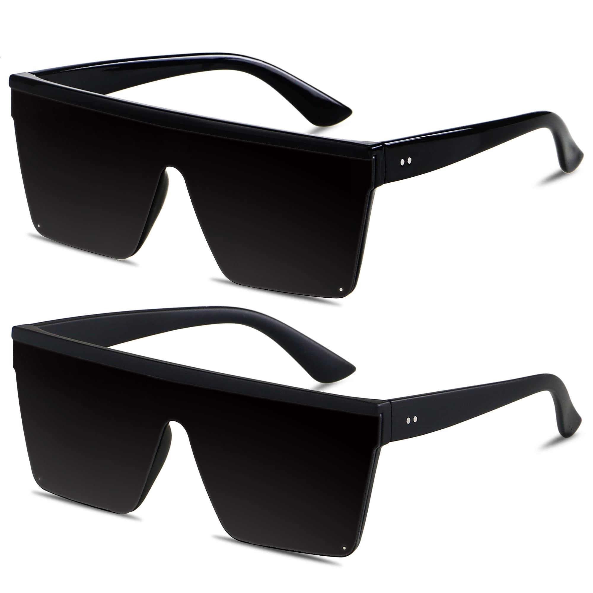 Foto 2 pulgar | Gafas De Sol Lyzoit Square Oversized Shield Negras Para Mujer/hombre - Venta Internacional.