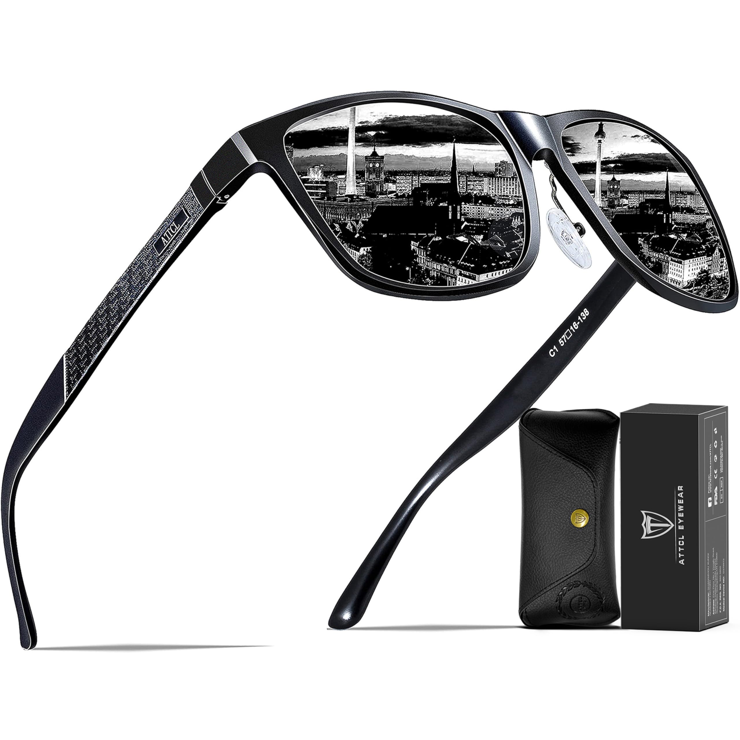 Foto 2 pulgar | Gafas De Sol Attcl Retro Con Marco De Metal Polarizadas 18587 Negras Para Hombre - Venta Internacional.