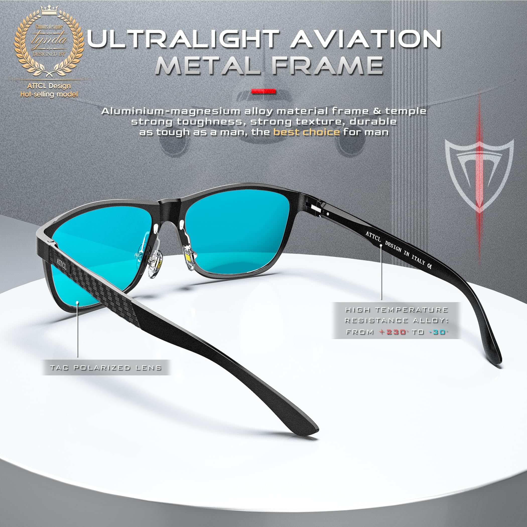 Foto 5 | Gafas De Sol Attcl Retro Con Montura Metálica Polarizada 18587 Azul Para Hombre - Venta Internacional.