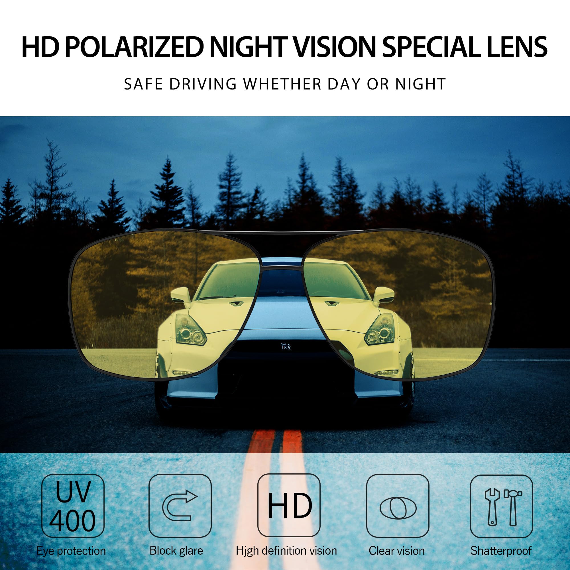 Foto 2 | Gafas De Visión Nocturna Sungait Driving Polarizadas Para Hombre - Venta Internacional.