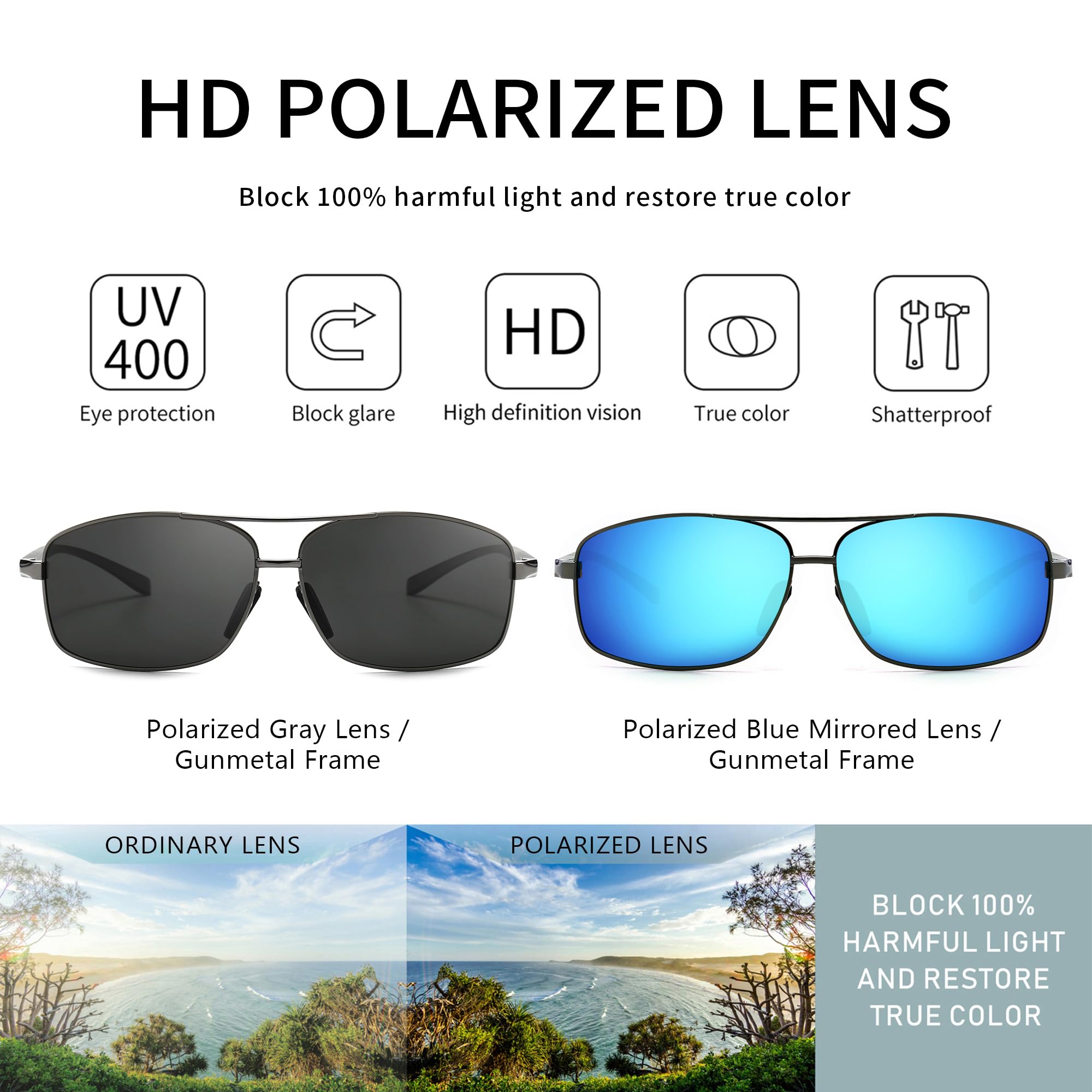 Foto 2 | Gafas De Sol Sungait Ultraligeras Polarizadas Uv400 Sgt458qh-qbl-3 - Venta Internacional.