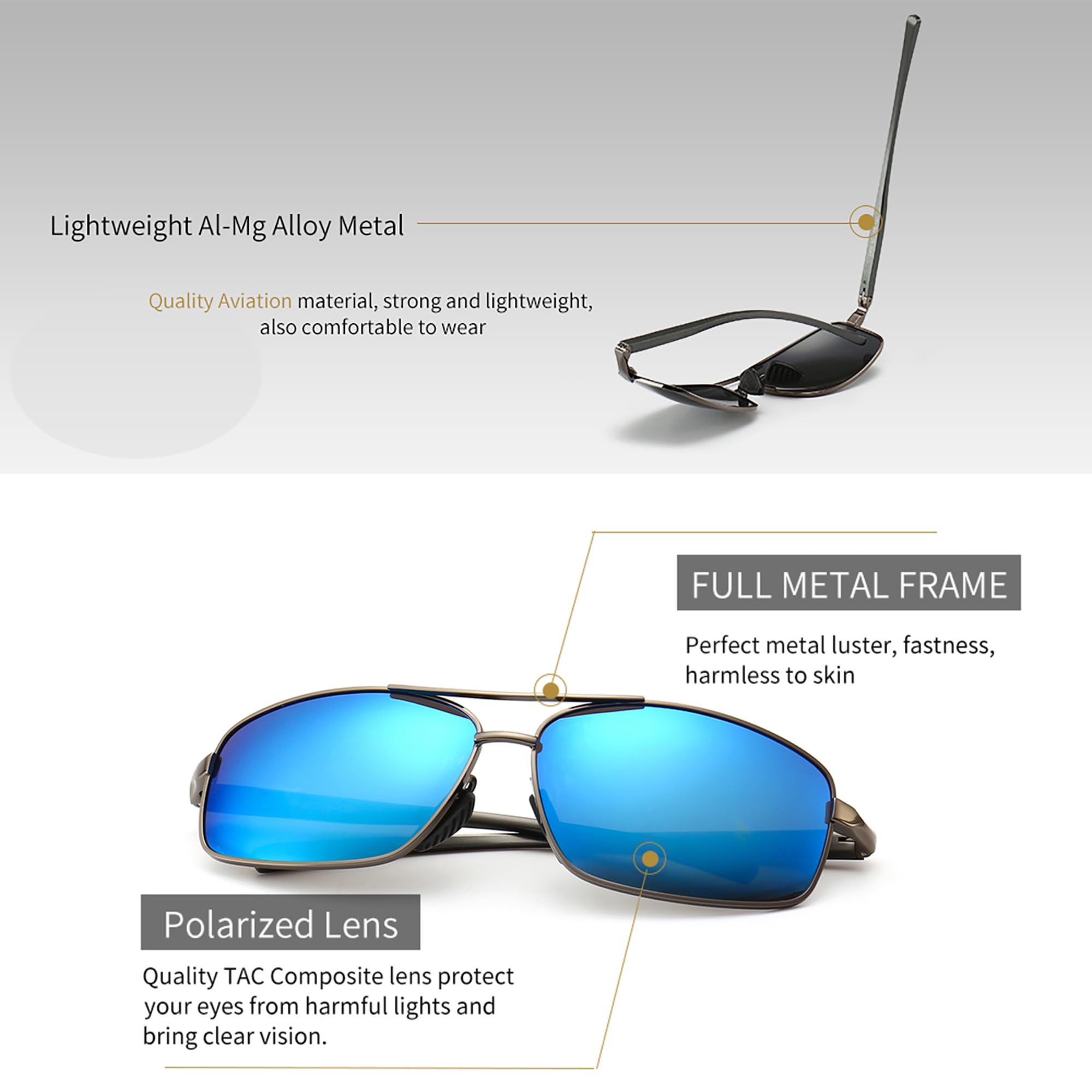 Foto 4 | Gafas De Sol Sungait Ultraligeras Polarizadas Uv400 Sgt458qh-qbl-3 - Venta Internacional.