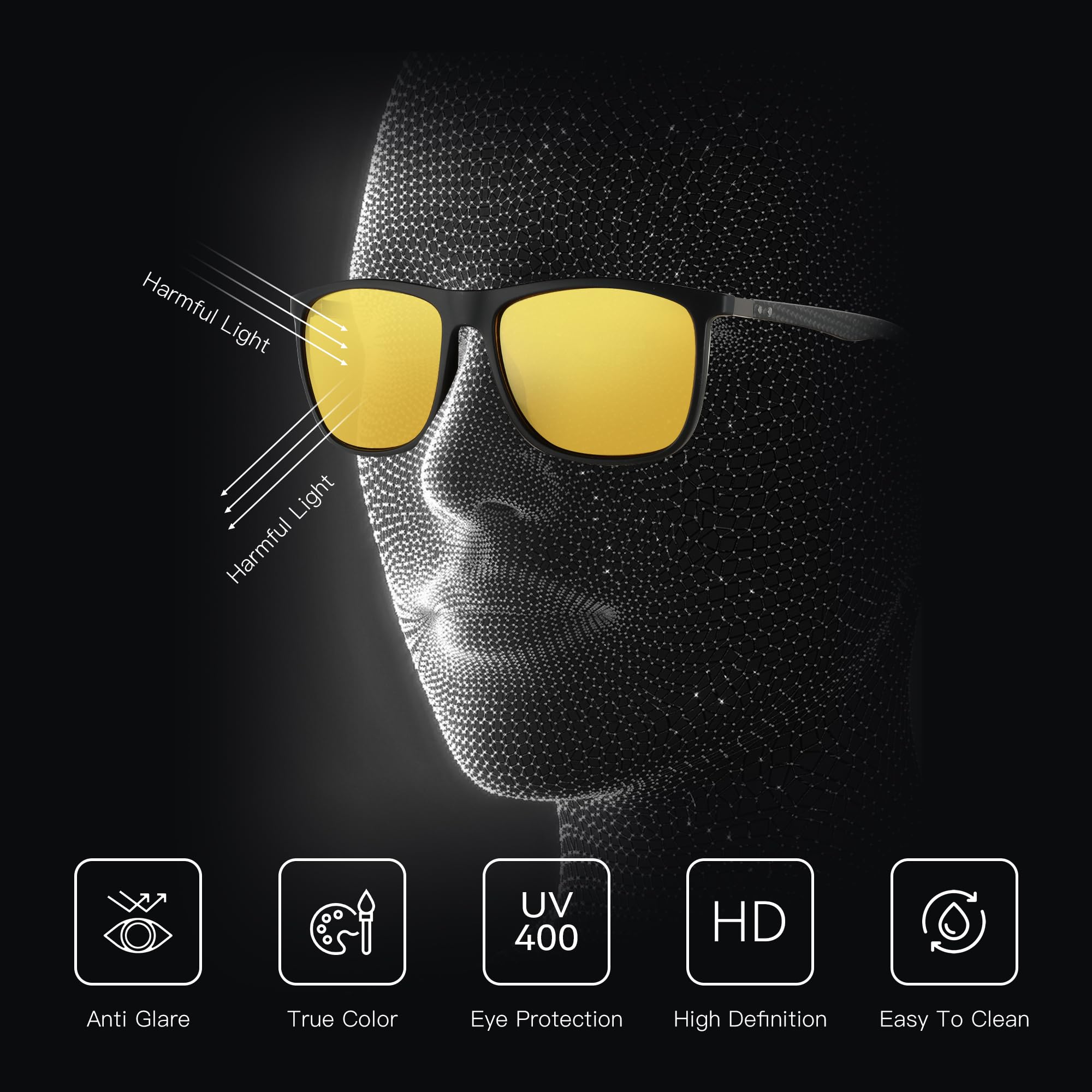 Foto 3 pulgar | Gafas De Visión Nocturna Zenottic Square Carbon Fiber Para Hombre - Venta Internacional.