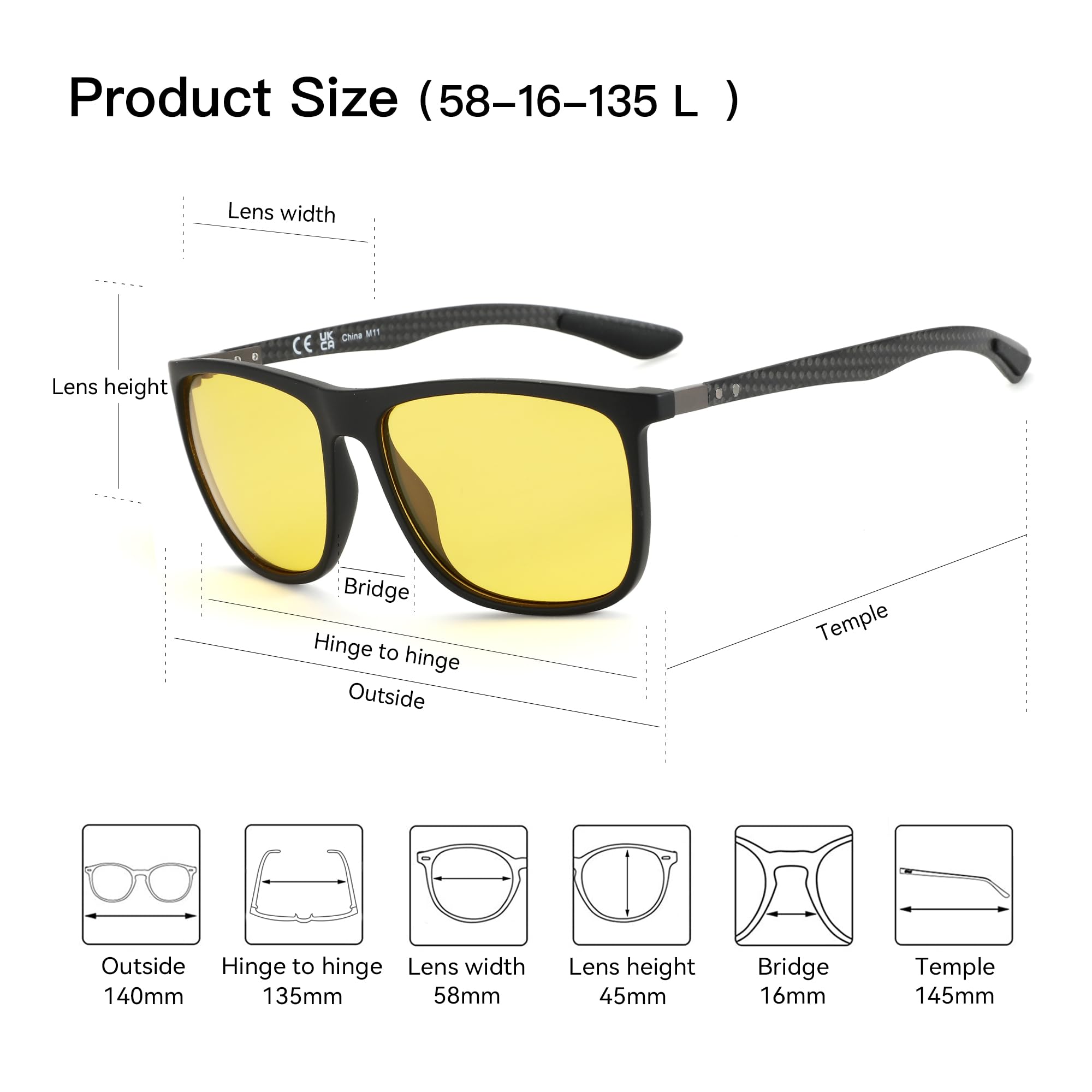 Foto 4 | Gafas De Visión Nocturna Zenottic Square Carbon Fiber Para Hombre - Venta Internacional.