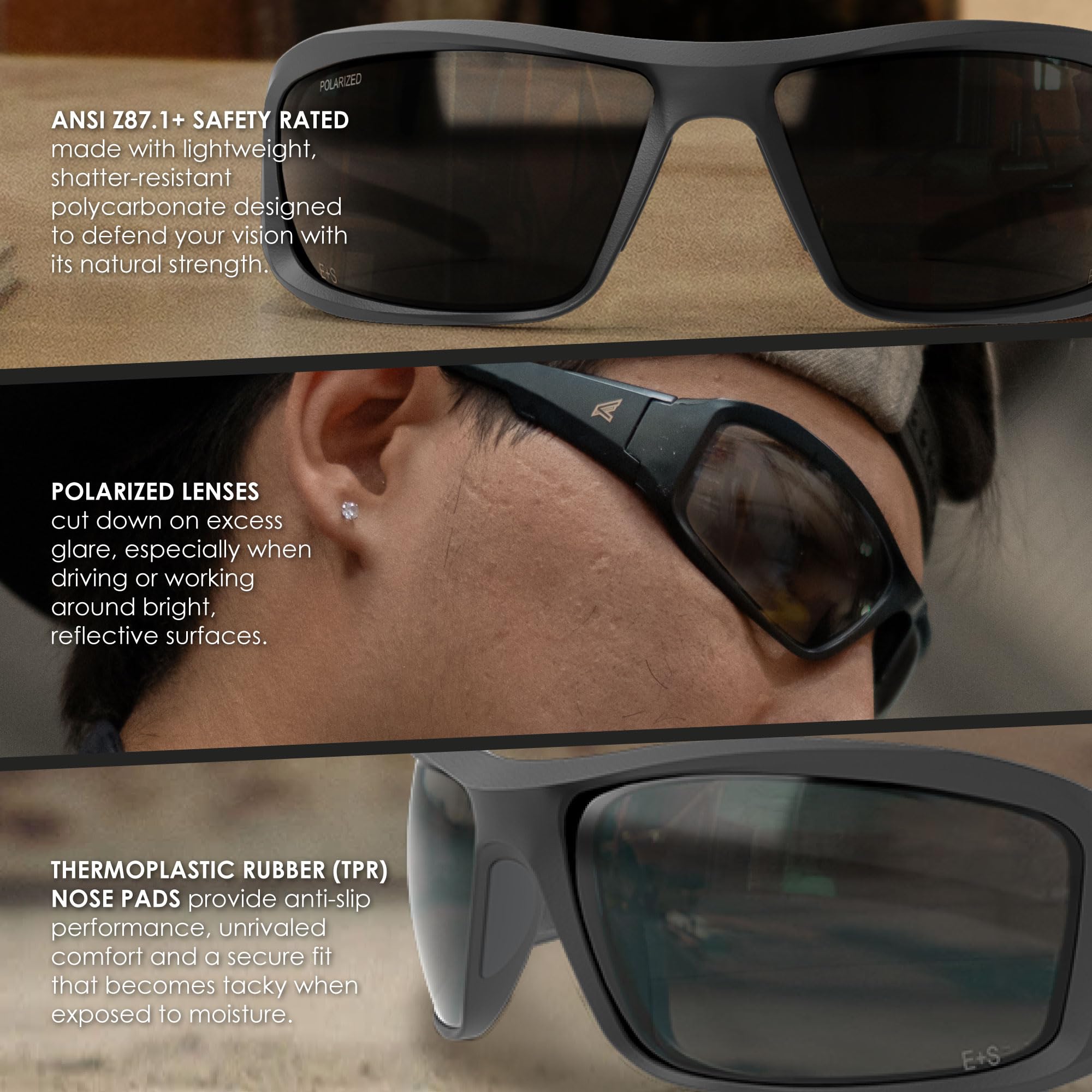 Foto 4 | Gafas De Sol De Seguridad Edge Brazeau Z87 Polarizadas Uv 99.9% De Protección - Venta Internacional.