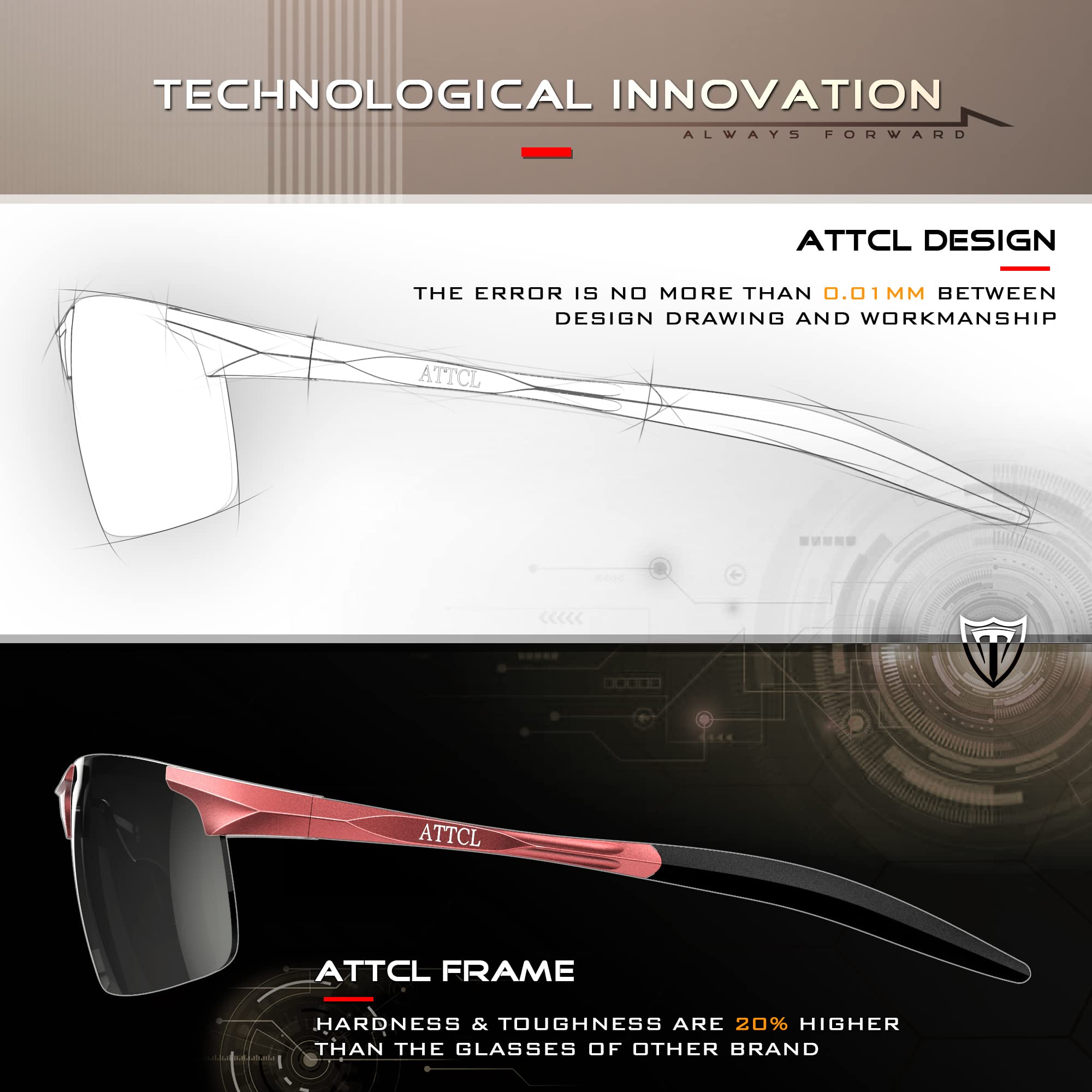 Foto 7 pulgar | Gafas De Sol Attcl 8177 Con Montura Metálica Al-mg Polarizada Rojo-negro - Venta Internacional.