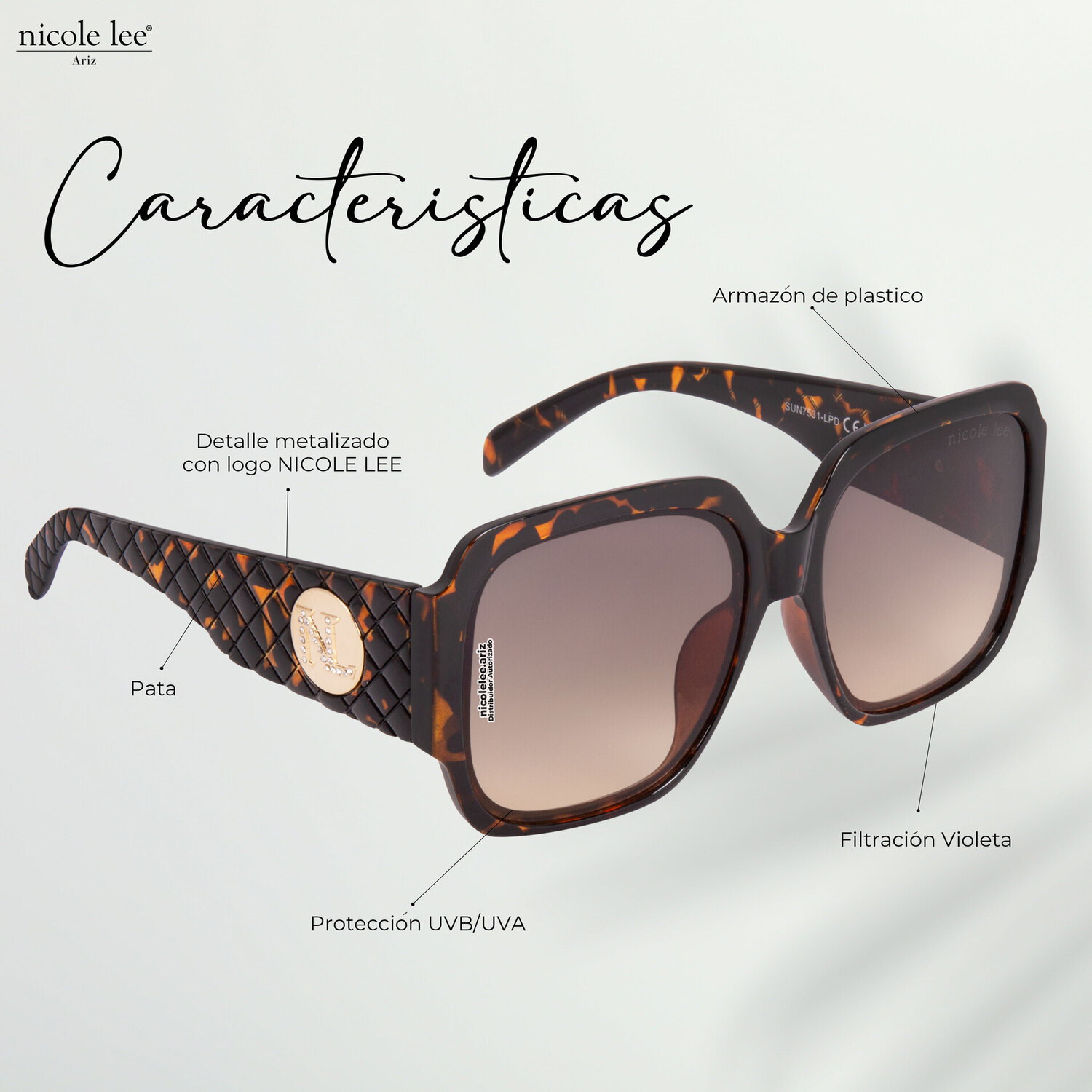Foto 3 pulgar | Lentes de Sol Nicole Lee Jenny Leopardo