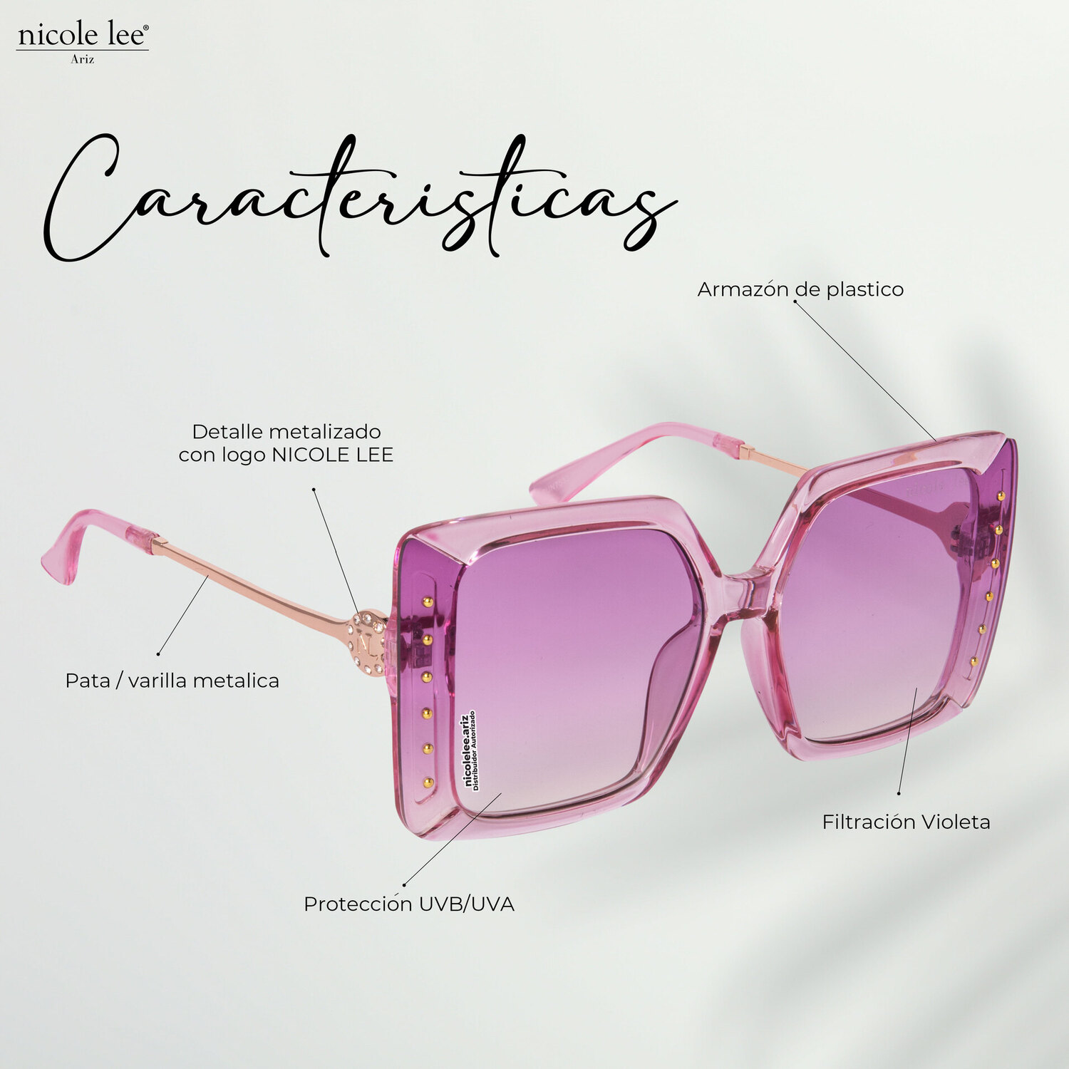 Foto 3 pulgar | Lentes de Sol Nicole Lee Yeri Morado