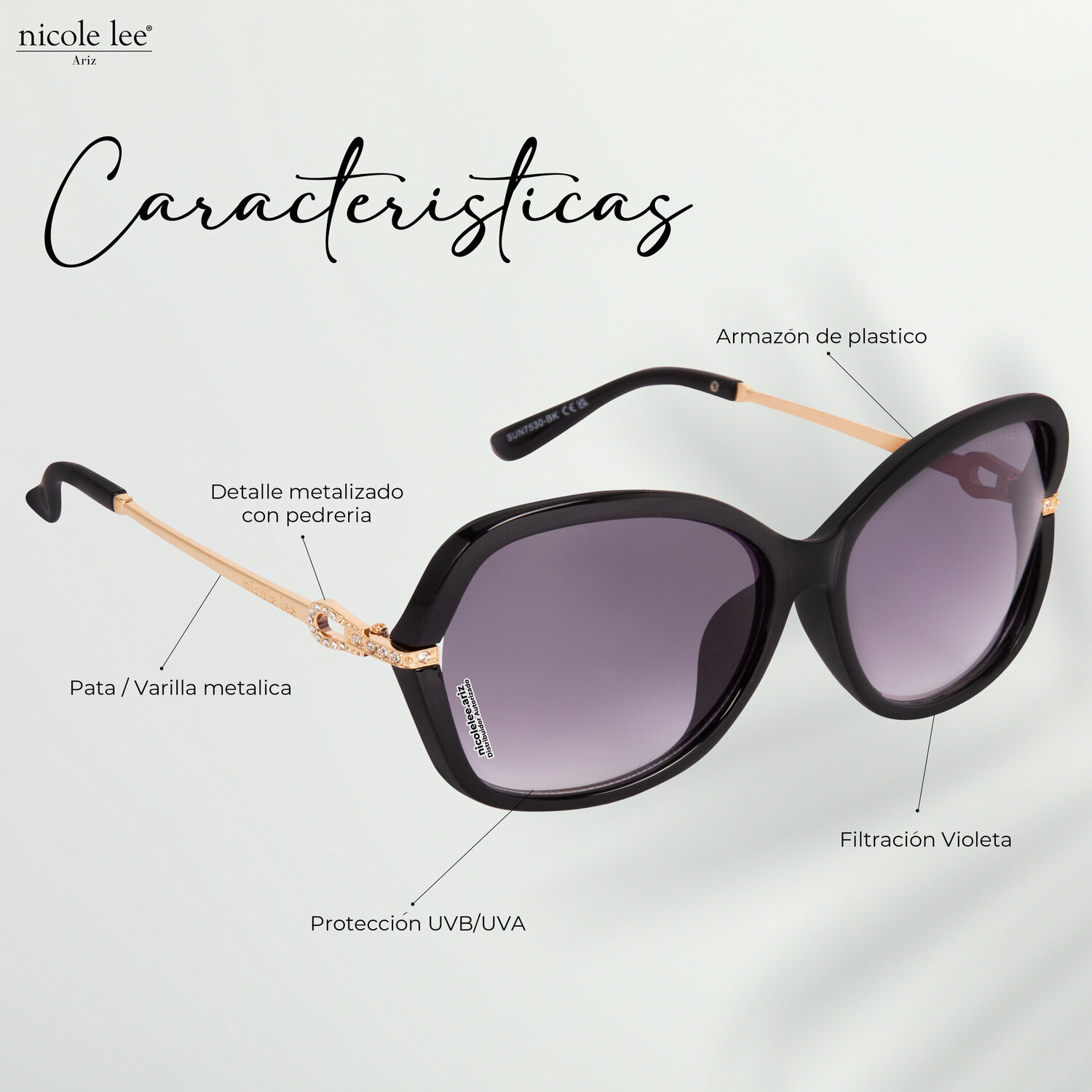 Foto 2 | Lentes de Sol Nicole Lee Toki Negros