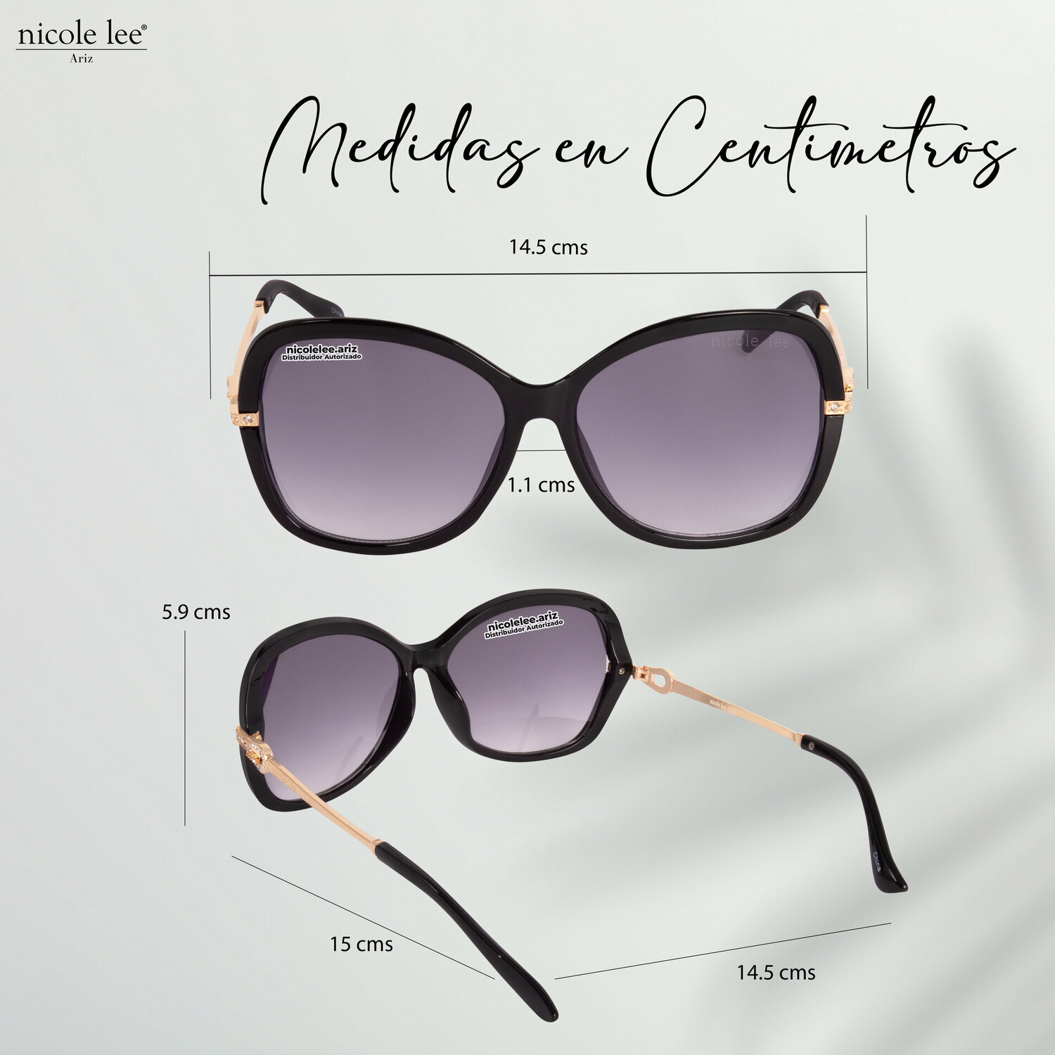 Foto 5 pulgar | Lentes de Sol Nicole Lee Toki Negros