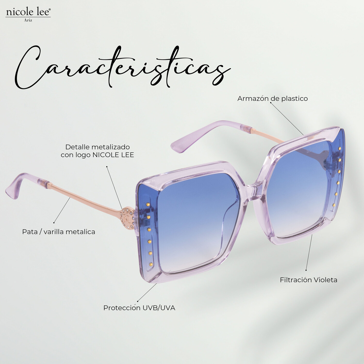 Foto 3 pulgar | Lentes de Sol Nicole Lee Yeri Azul