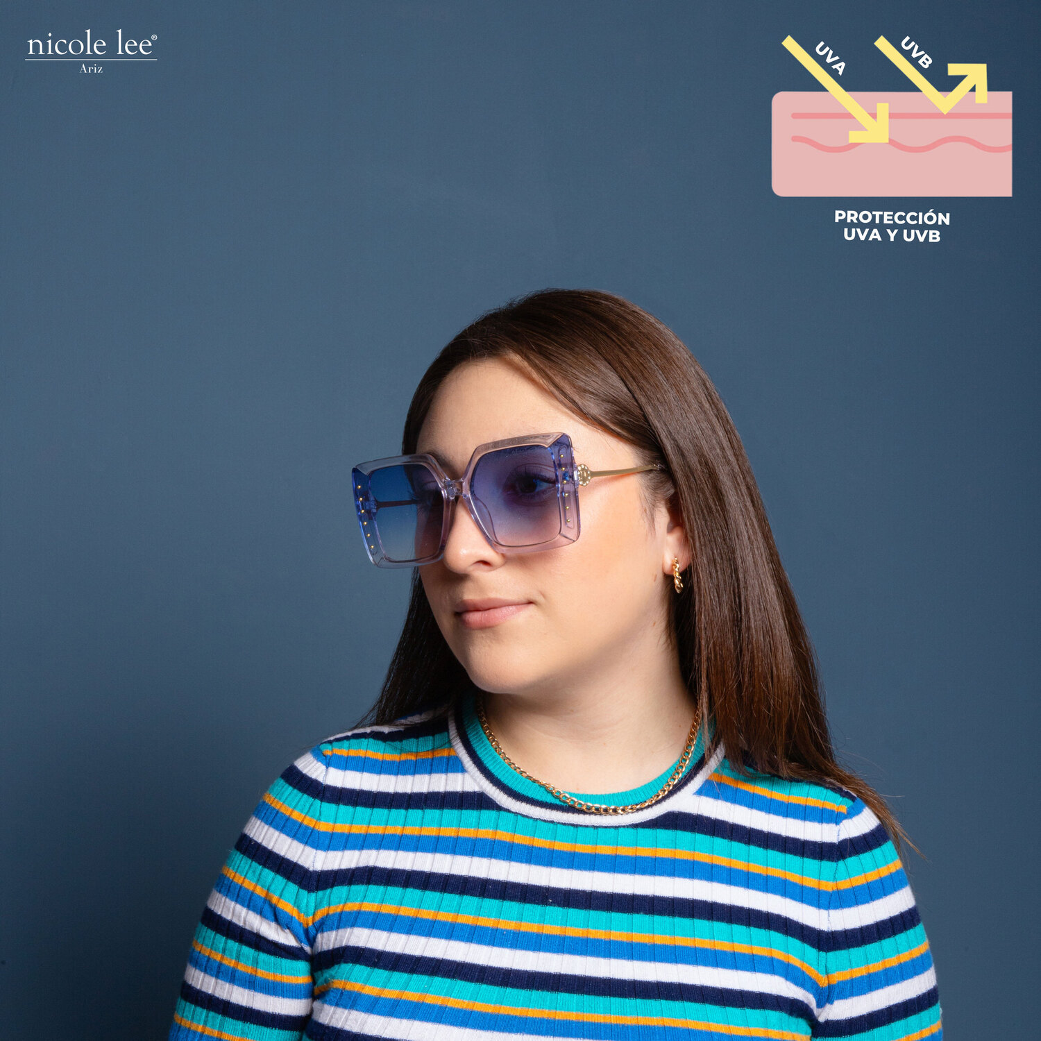 Foto 6 pulgar | Lentes de Sol Nicole Lee Yeri Azul