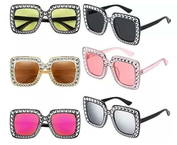 Lentes de Sol con Diamante Brillante para Mujer 6 piezas