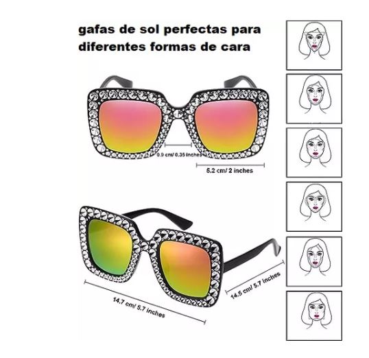 Foto 3 pulgar | Lentes de Sol con Diamante Brillante para Mujer 6 piezas