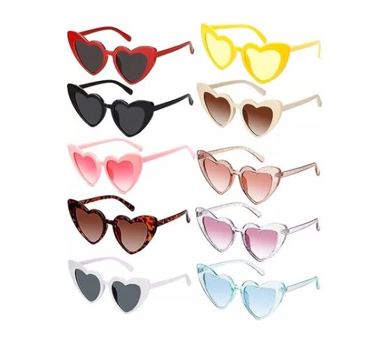 Lentes de Sol Diseño de Corazón Multicolor 10 piezas