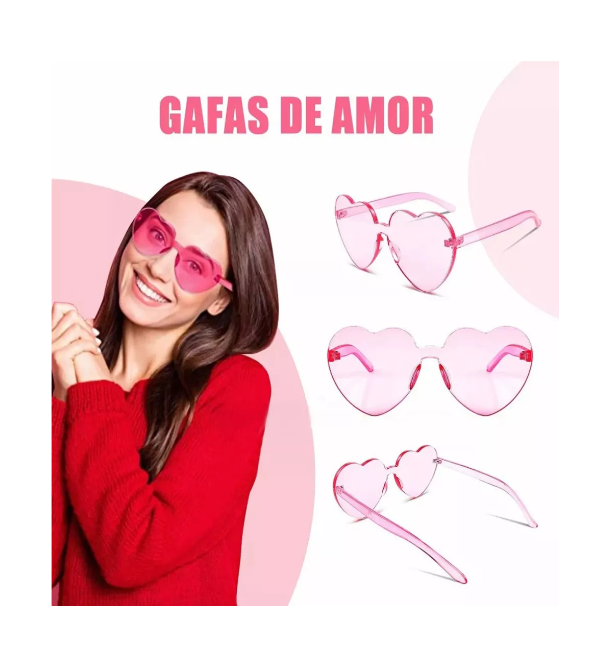 Foto 3 pulgar | Gafas de Sol de Corazón Rosas 10 Piezas