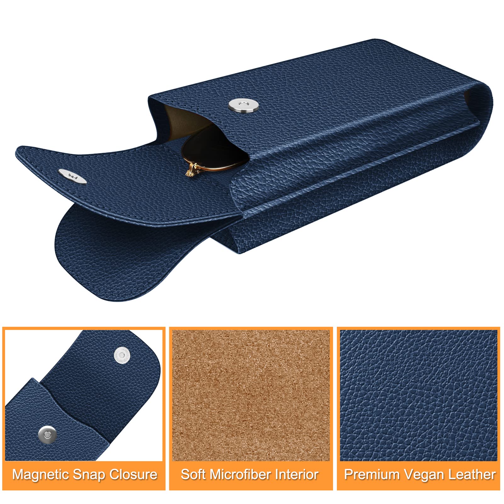 Foto 4 pulgar | Funda Doble para Gafas Fintie Portable de Piel Vegana Azul Marino - Venta Internacional