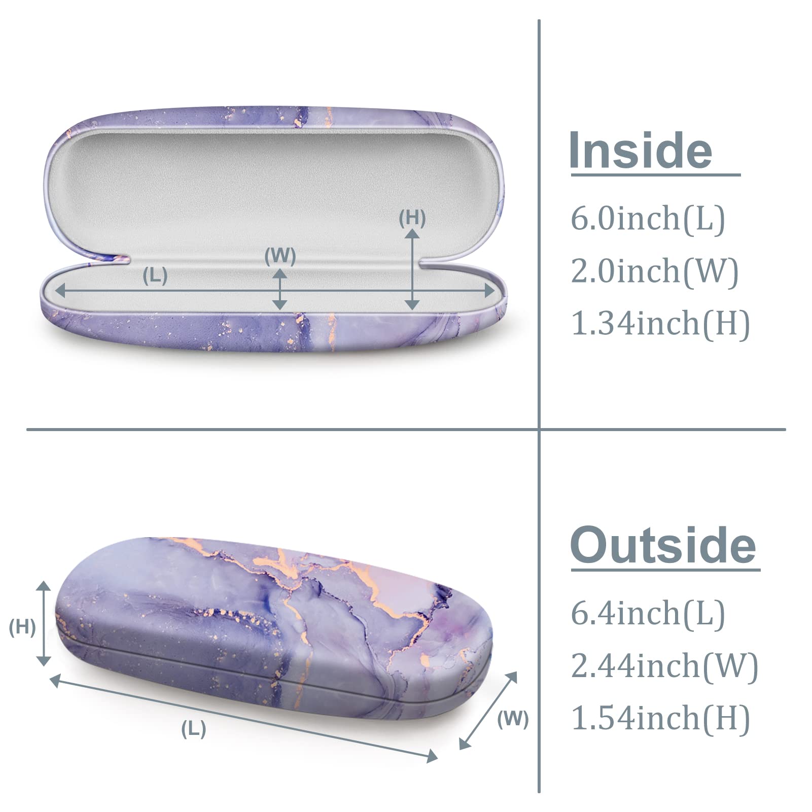 Foto 4 pulgar | Funda Para Gafas Fintie Hard Shell Mármol Lila Con Tela - Venta Internacional