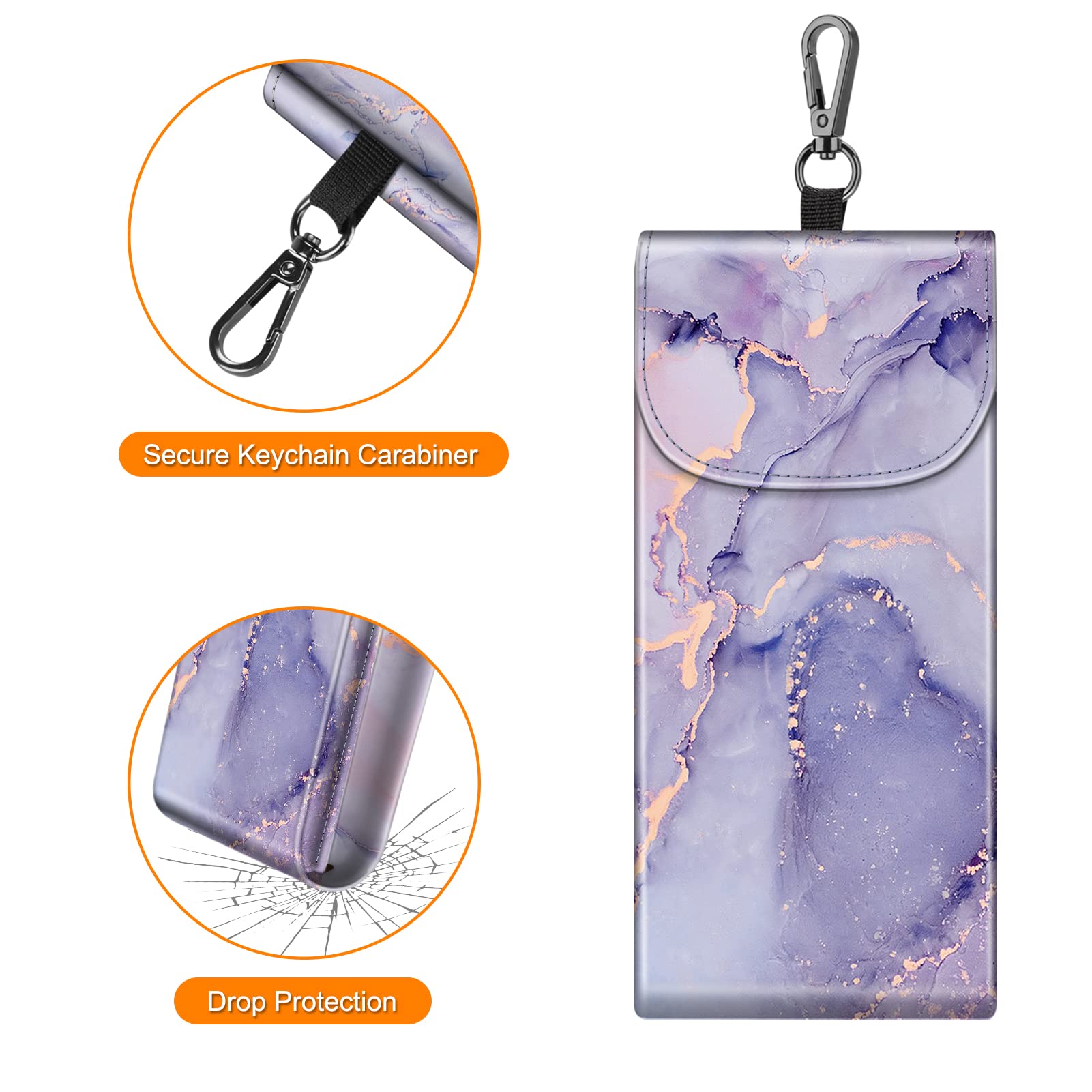 Foto 5 pulgar | Funda Doble Para Gafas Fintie Lilac Marble Piel Vegana - Venta Internacional