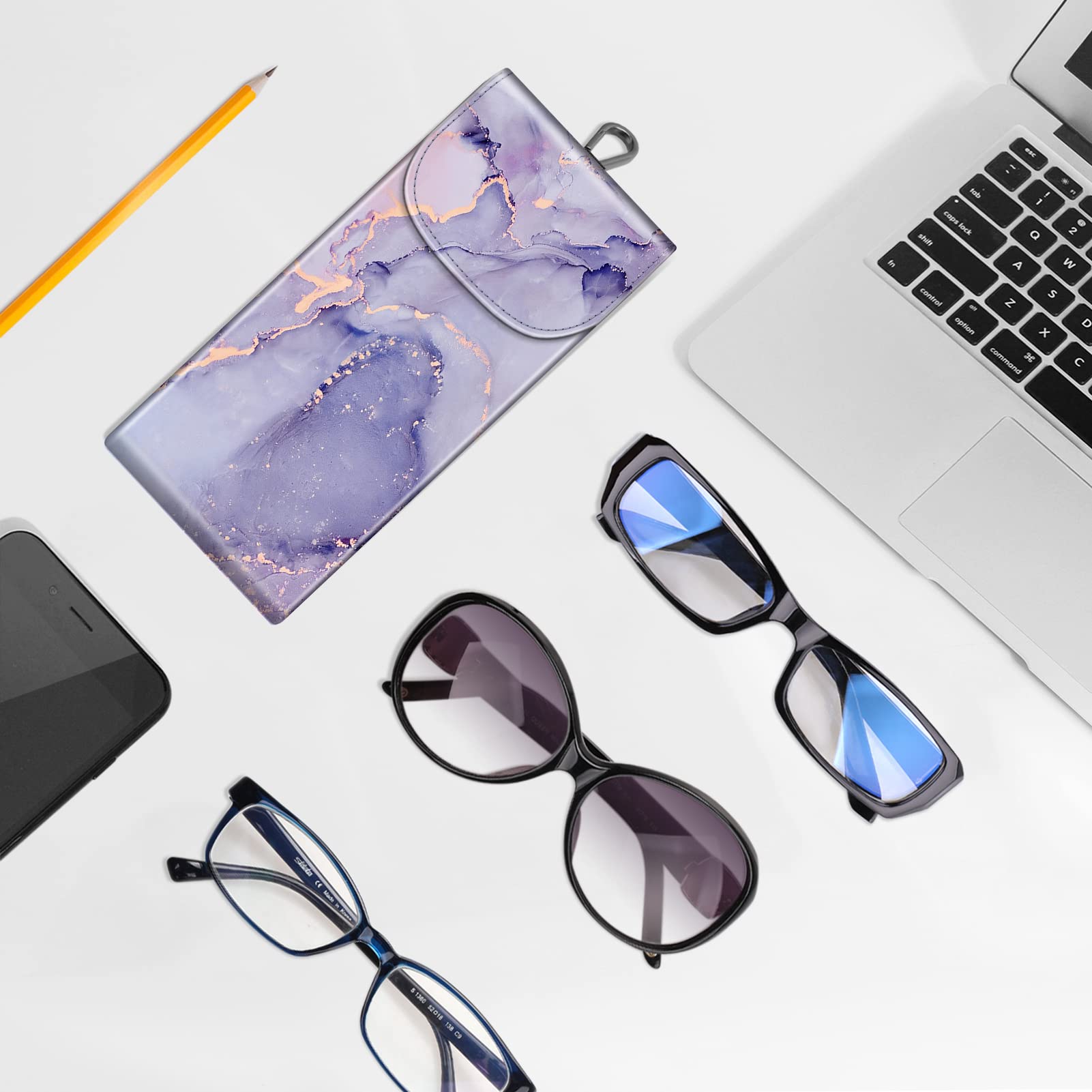 Foto 7 pulgar | Funda Doble Para Gafas Fintie Lilac Marble Piel Vegana - Venta Internacional