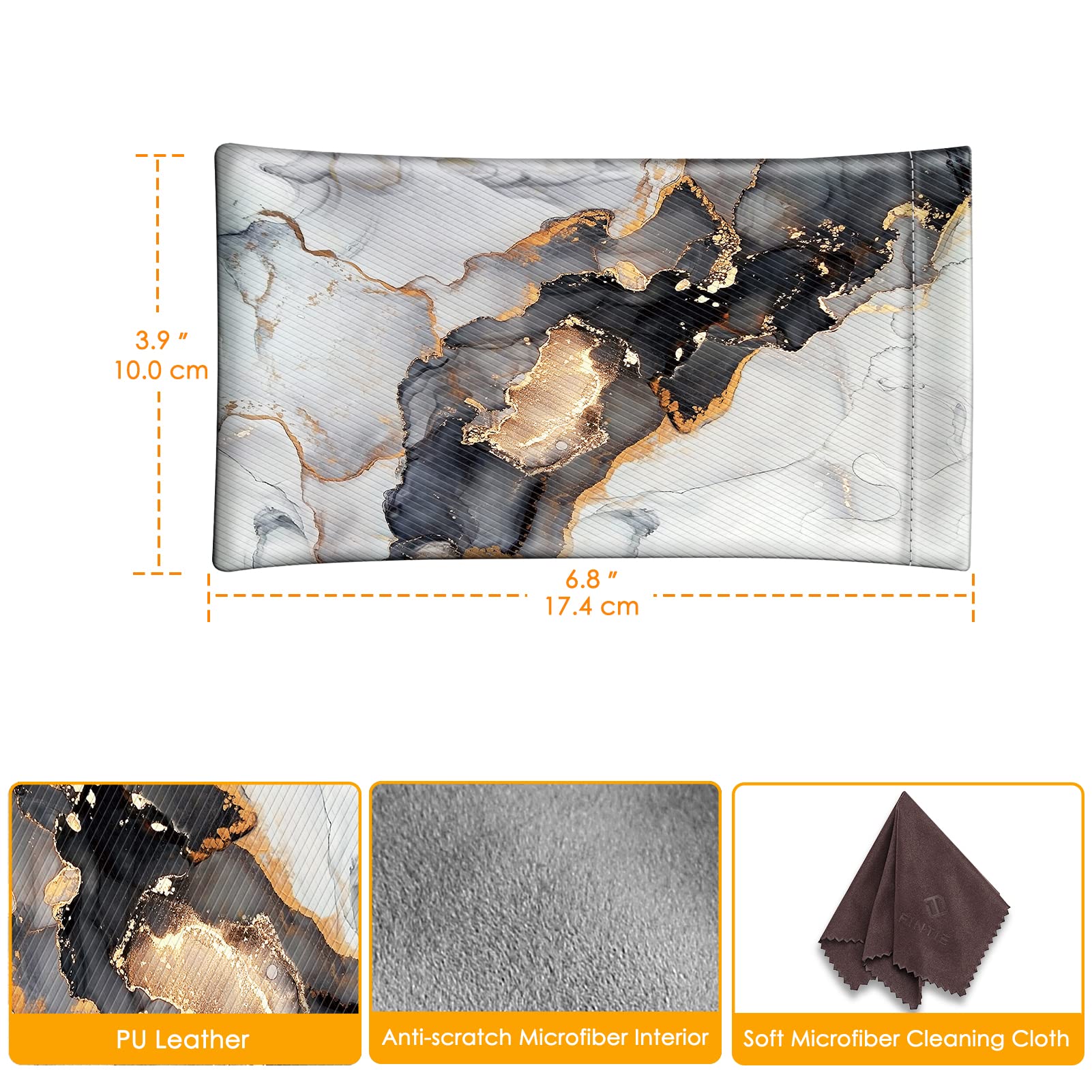 Foto 3 pulgar | Funda Para Gafas Fintie Cloudy Marble De Piel Vegana Con Tela - Venta Internacional