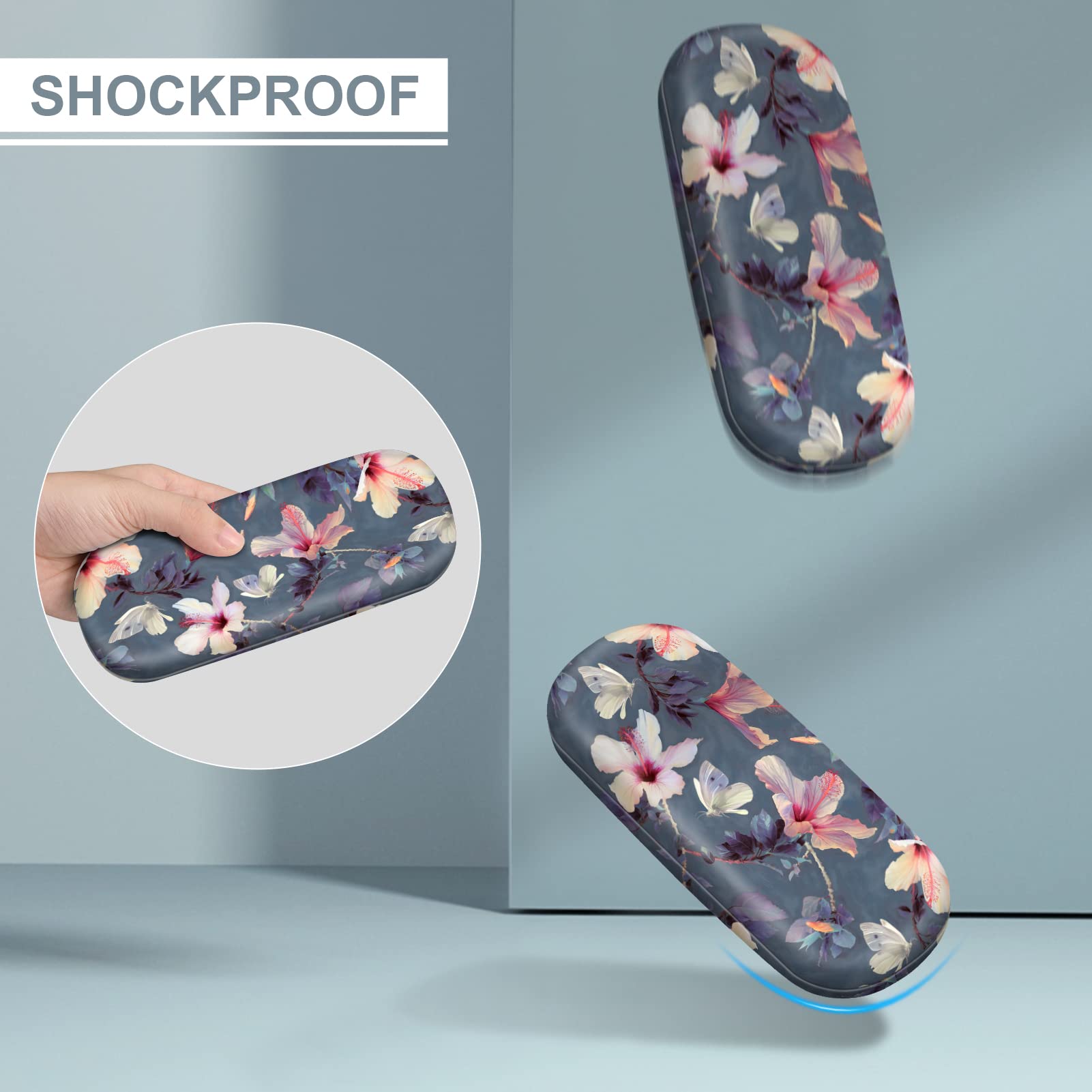 Foto 6 pulgar | Funda Para Anteojos Con Forma De Concha Dura Finita Con Estampado De Hibiscos En Flor - Venta Internacional.