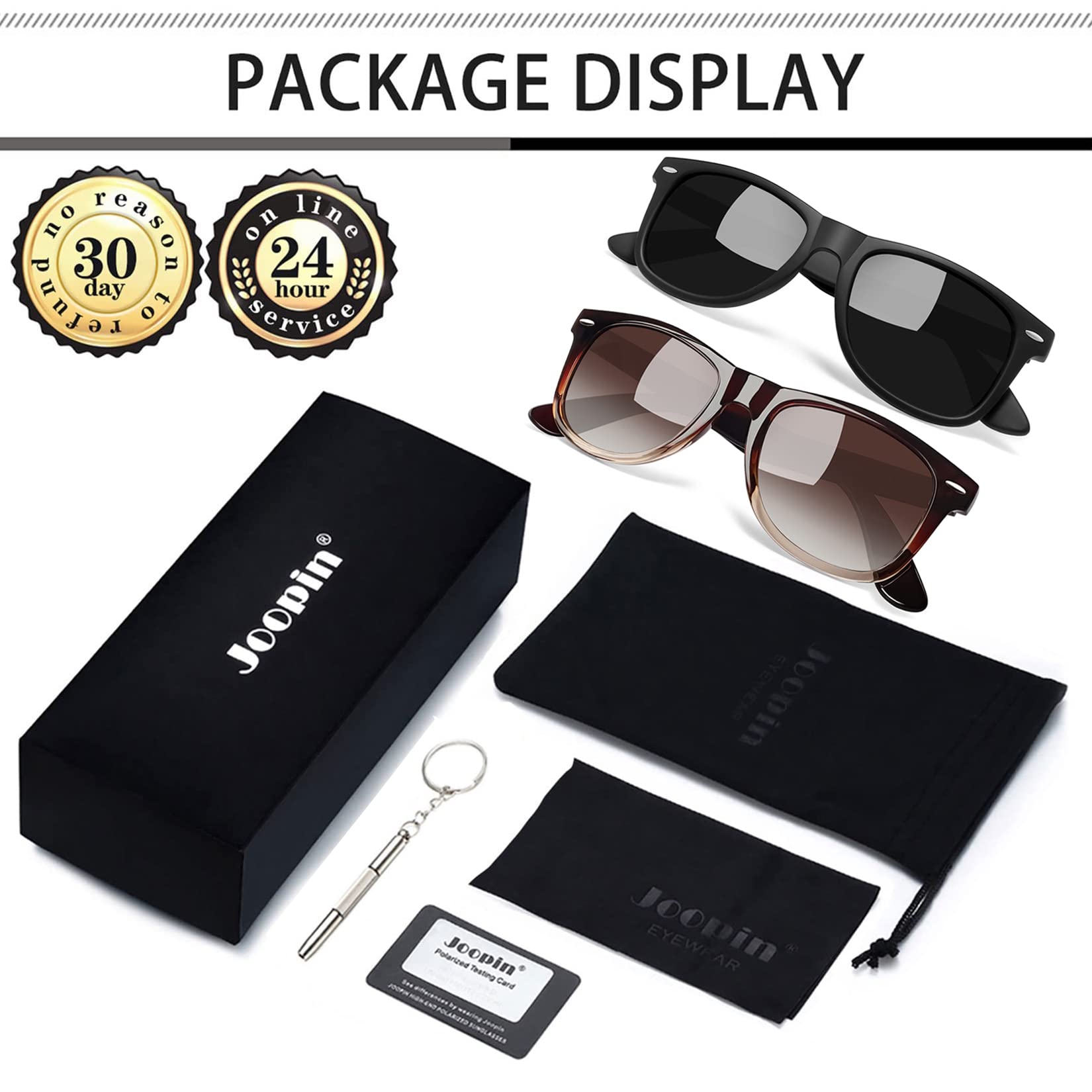 Foto 7 pulgar | Gafas de Sol Joopin Square Negras Polarizadas UV400 1 Par Unisex - Venta Internacional