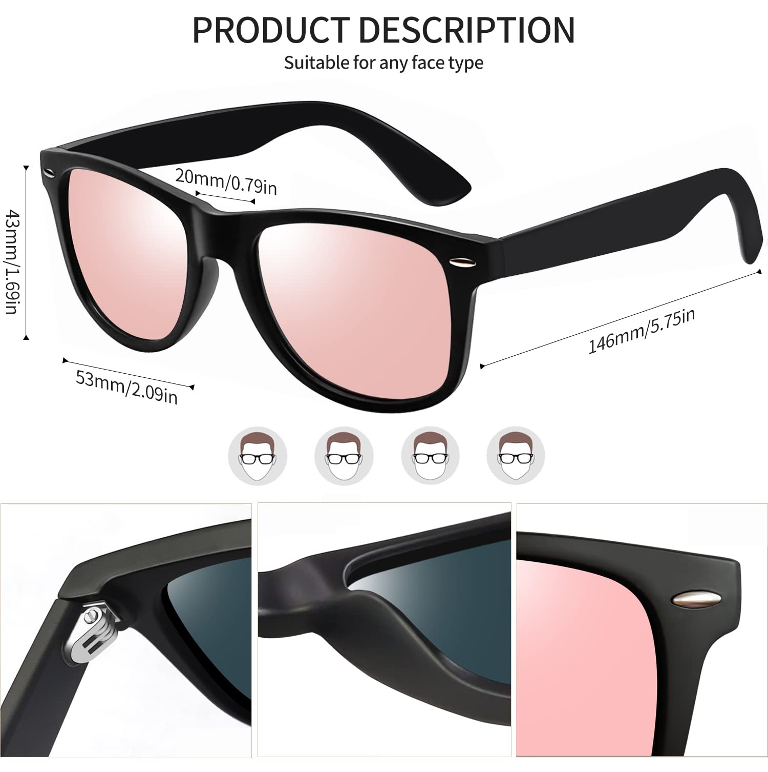 Foto 3 | Gafas de Sol Joopin Trendy Square Oversized Polarized UV400 - Venta Internacional
