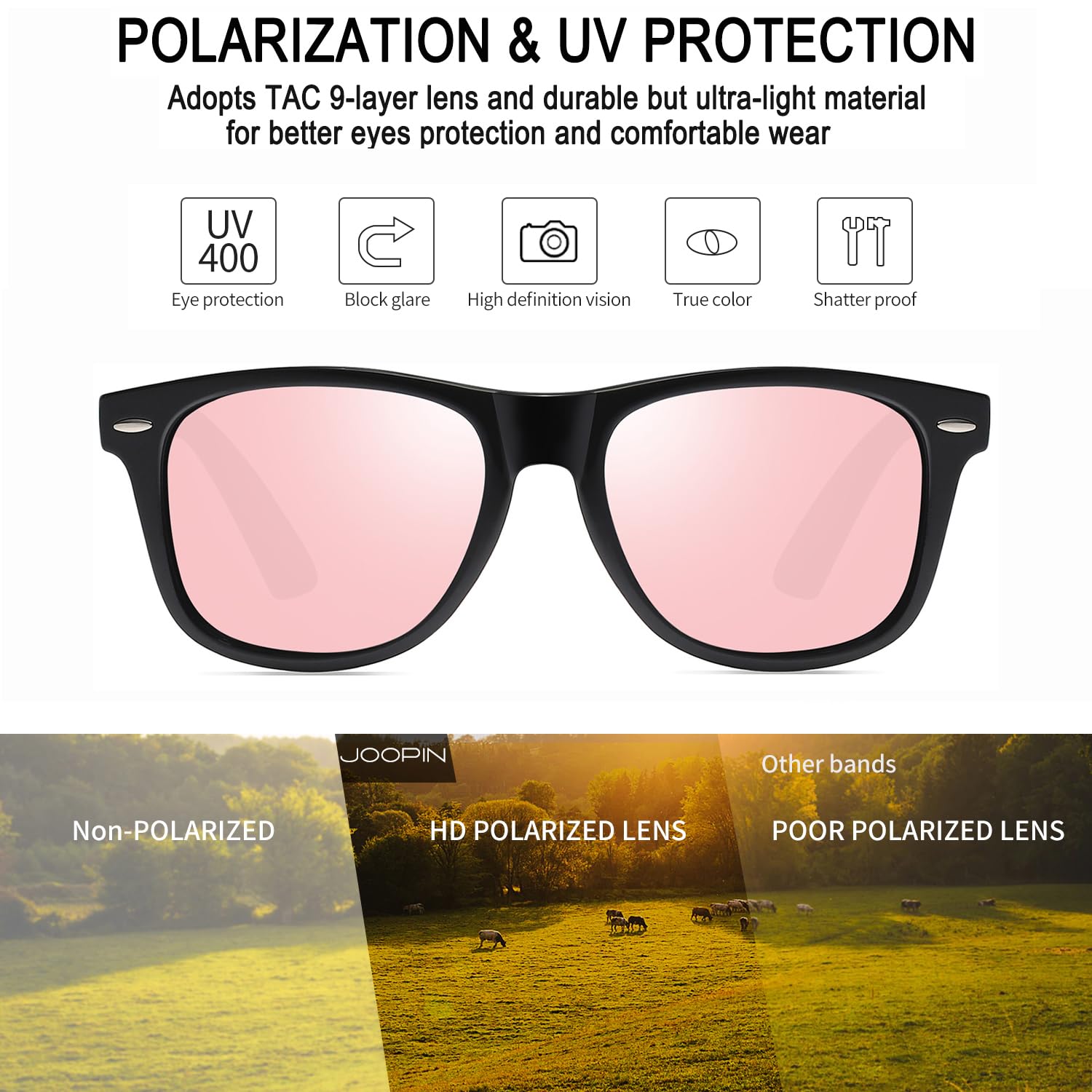 Foto 5 pulgar | Gafas de Sol Joopin Trendy Square Oversized Polarized UV400 - Venta Internacional