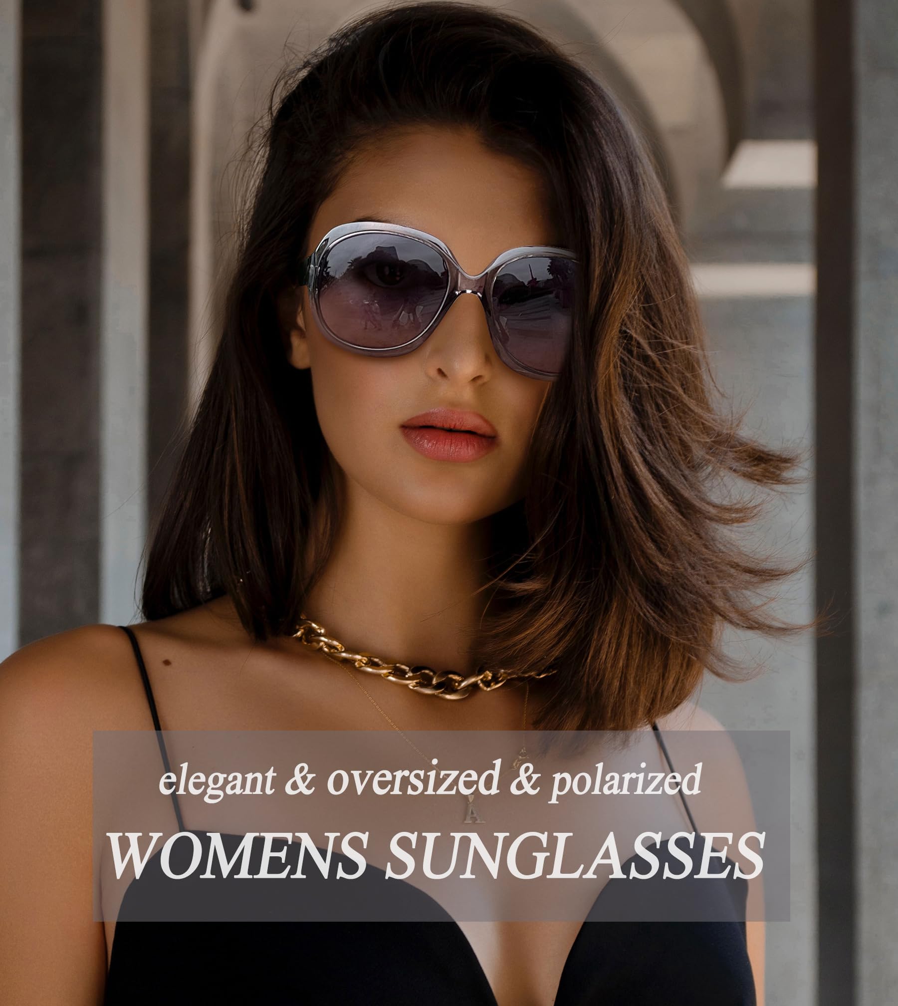 Foto 4 pulgar | Gafas de Sol Joopin Oversized Polarized para Mujer Negro Gris - Venta Internacional