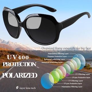 Foto 4 | Gafas de Sol Joopin Oversized Polarized para Mujer Negro Gris - Venta Internacional