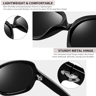 Foto 5 | Gafas de Sol Joopin Oversized Polarized para Mujer Negro Gris - Venta Internacional